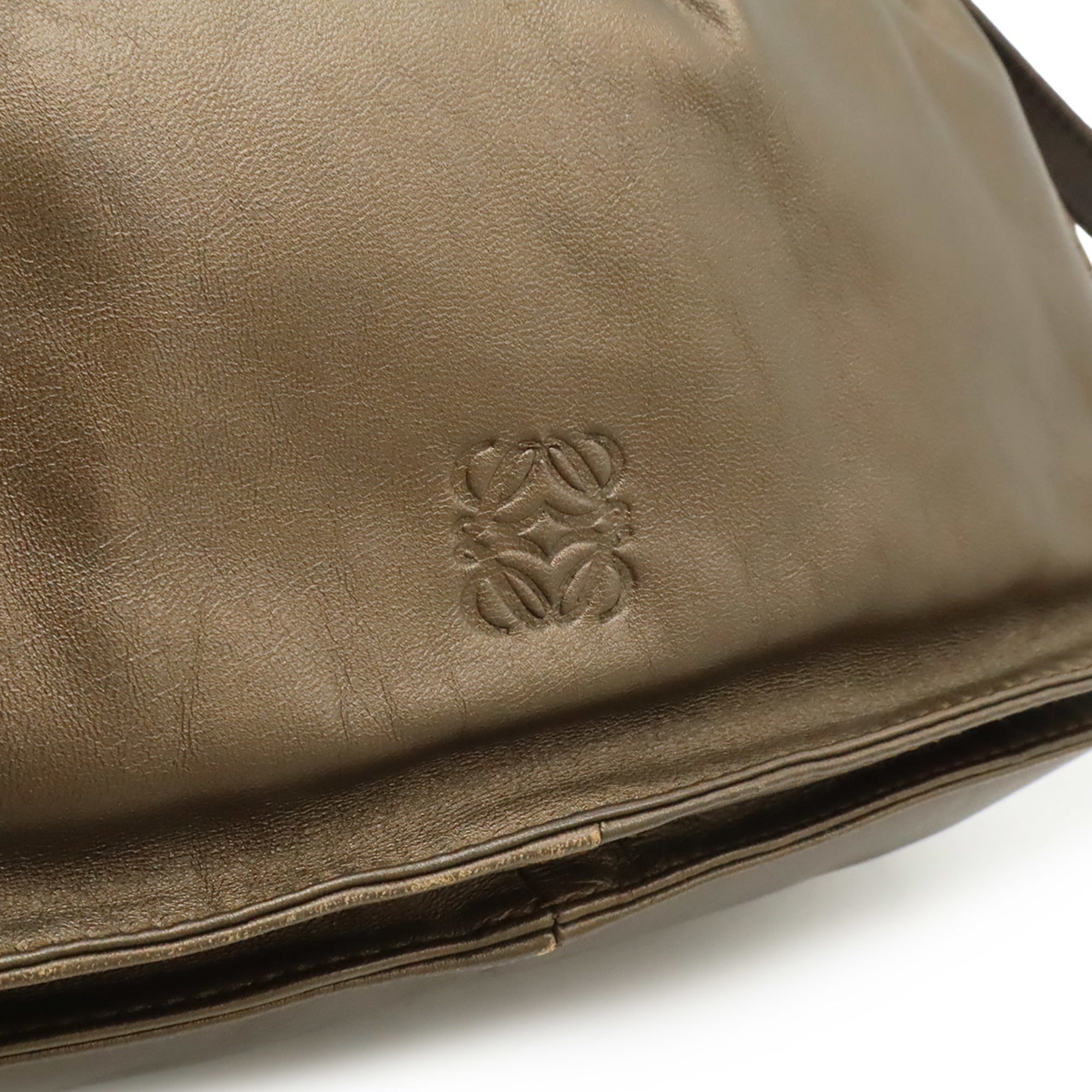 Loewe Dark Brown Metallic Bronze Nappa Leather Pochette Shoulder Bag (Pre-Owned)