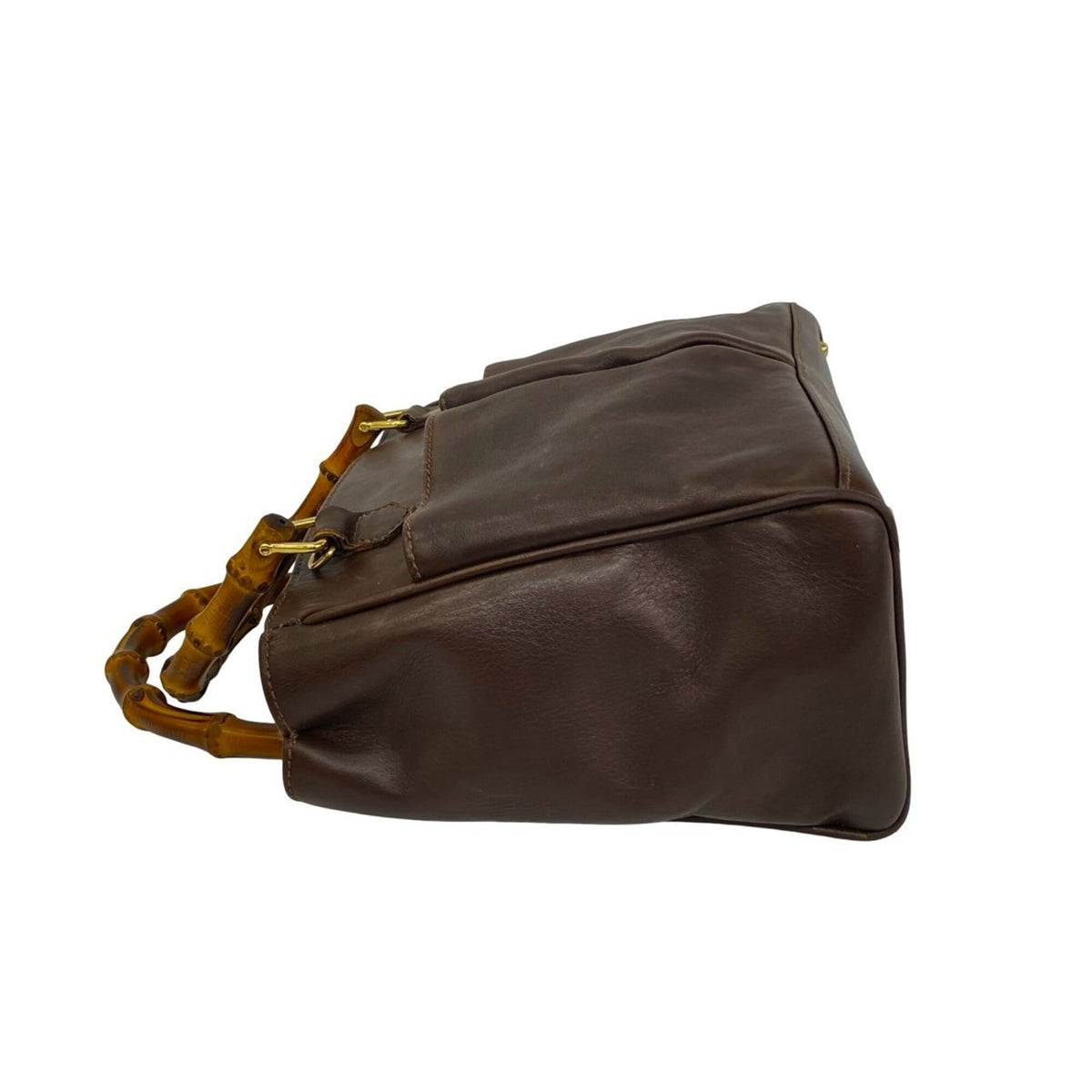 Gucci Brown Leather Bamboo Handbag Shoulder Bag (Pre-Owned)