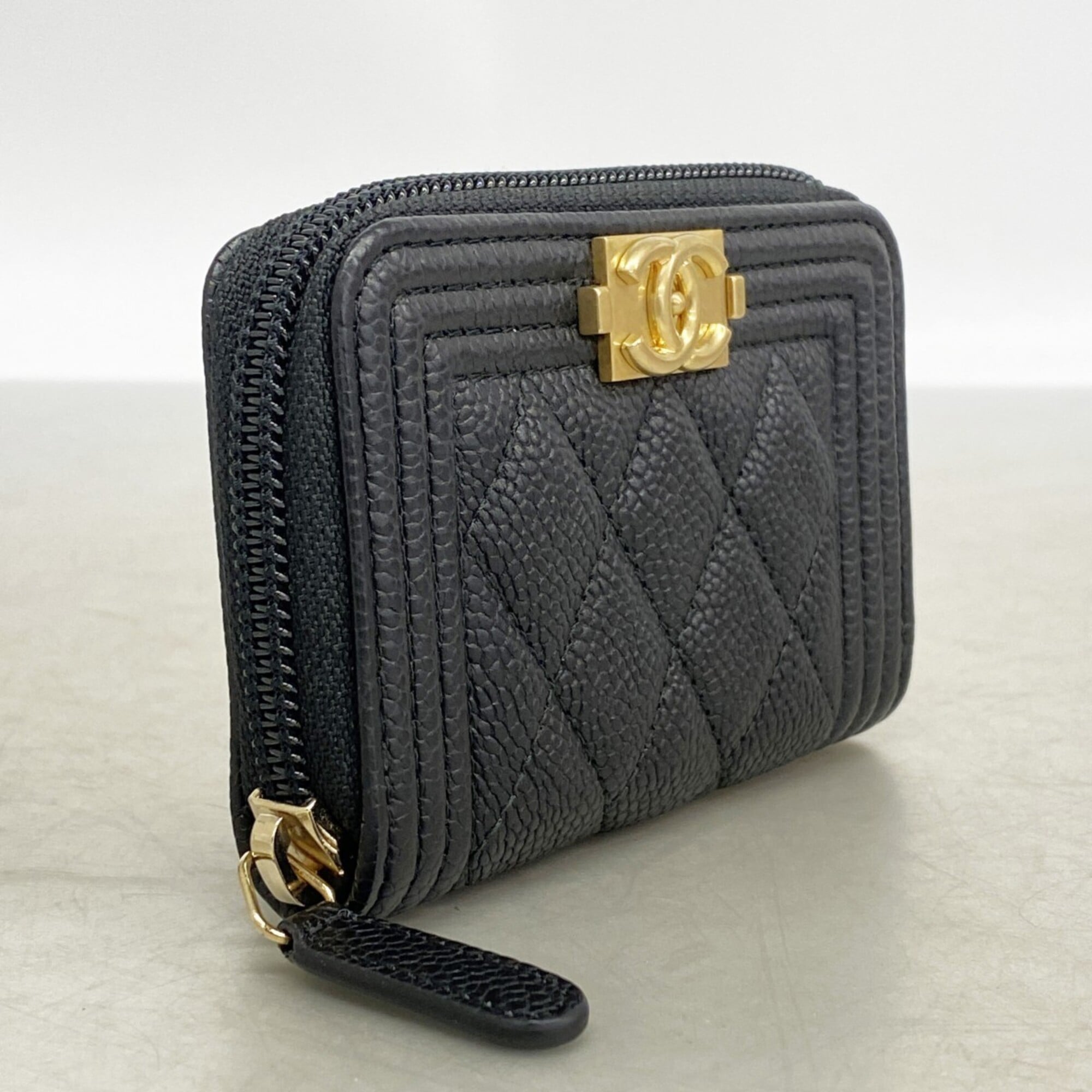 Chanel Black Grained Calfskin Coin Purse/Coin Case (Pre-Owned)