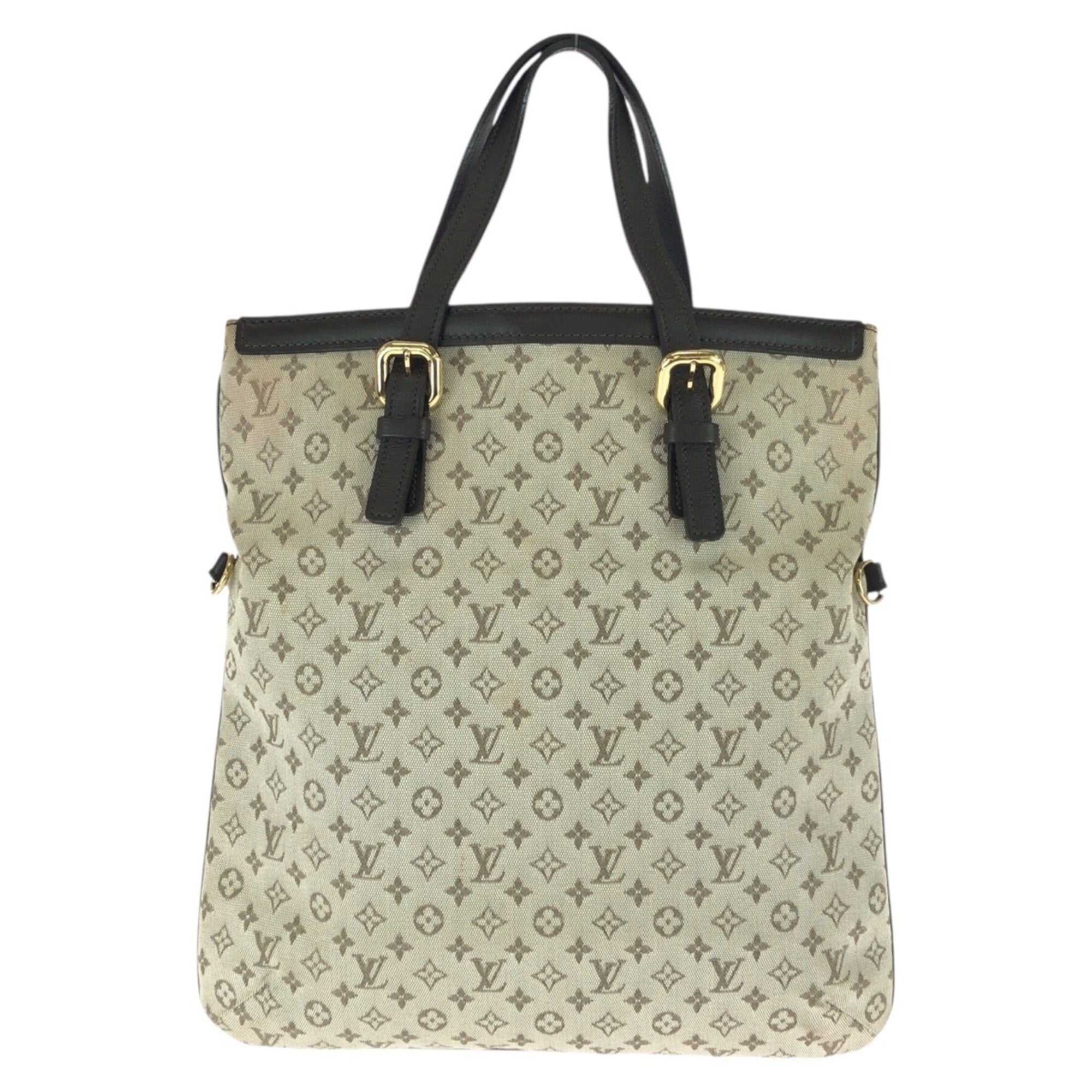 Louis Vuitton Khaki Canvas Leather Shoulder Bag Tote Bag (Pre-Owned)