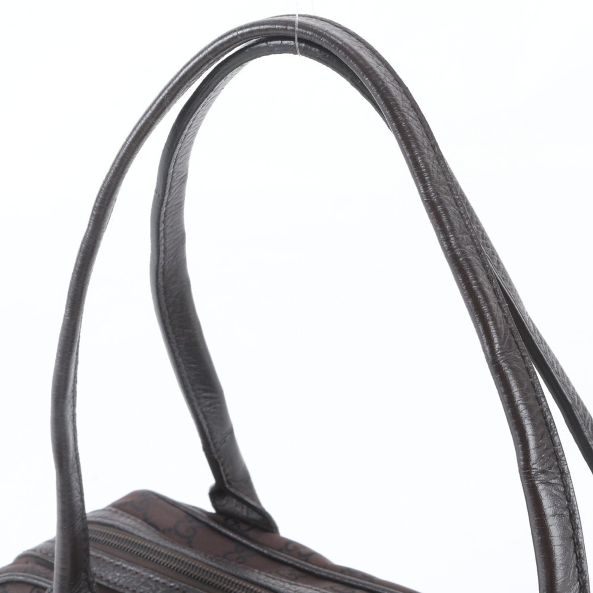 Gucci Sherry Line Dark Brown Nylon Leather Handbag Tote Bag (Pre-Owned)