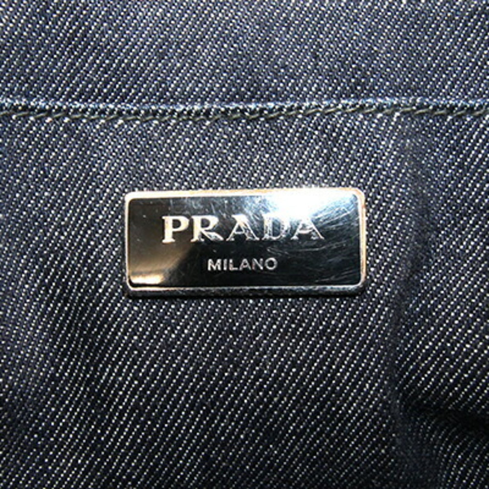 Prada Navy Denim Handbag Shoulder Bag (Pre-Owned)