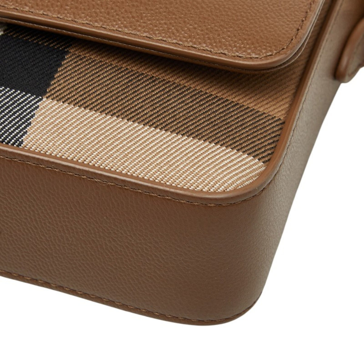 Burberry Brown Multi-Color Leather Canvas Shoulder Bag (Pre-Owned)