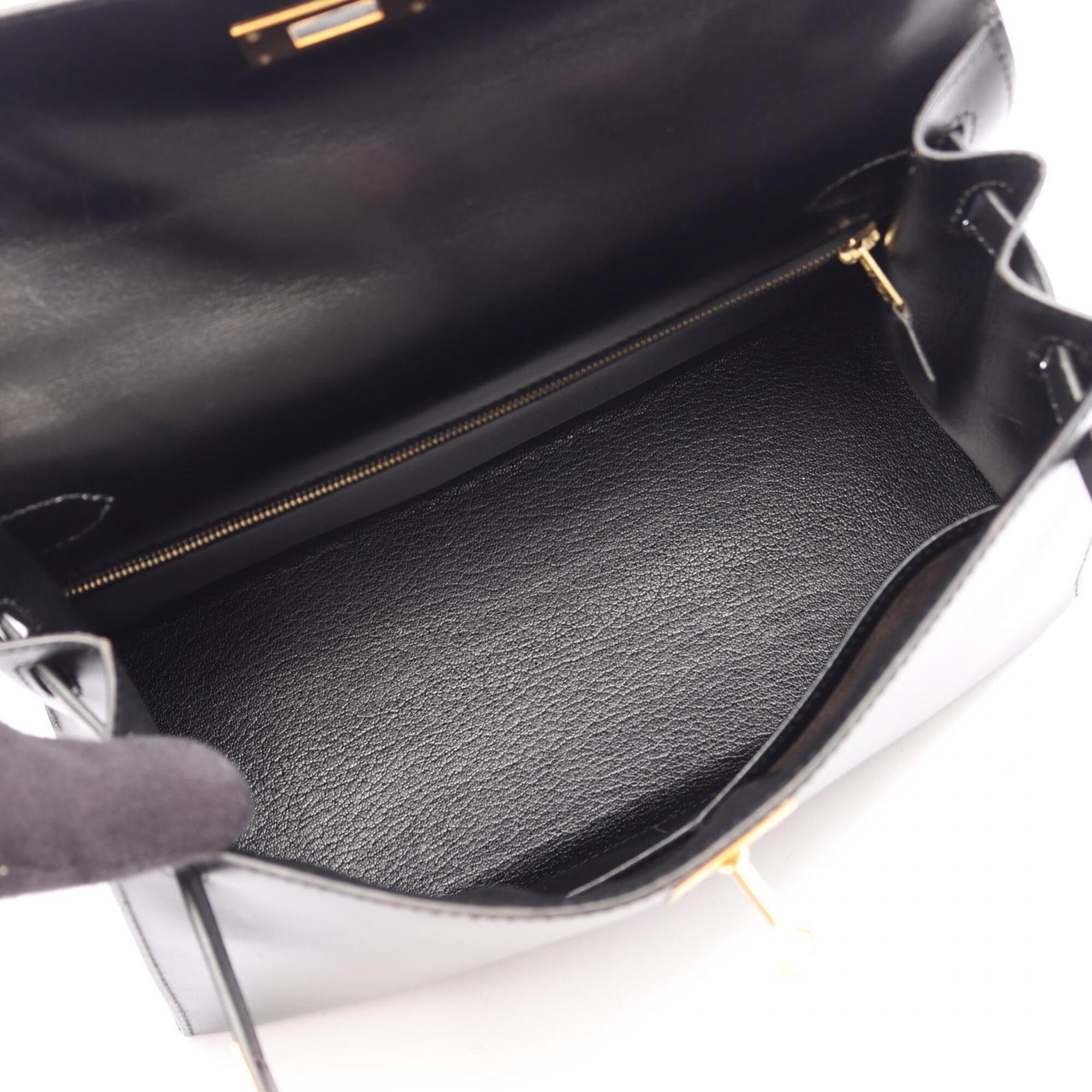Hermes Black Box Calf Leather Leather Handbag (Pre-Owned)