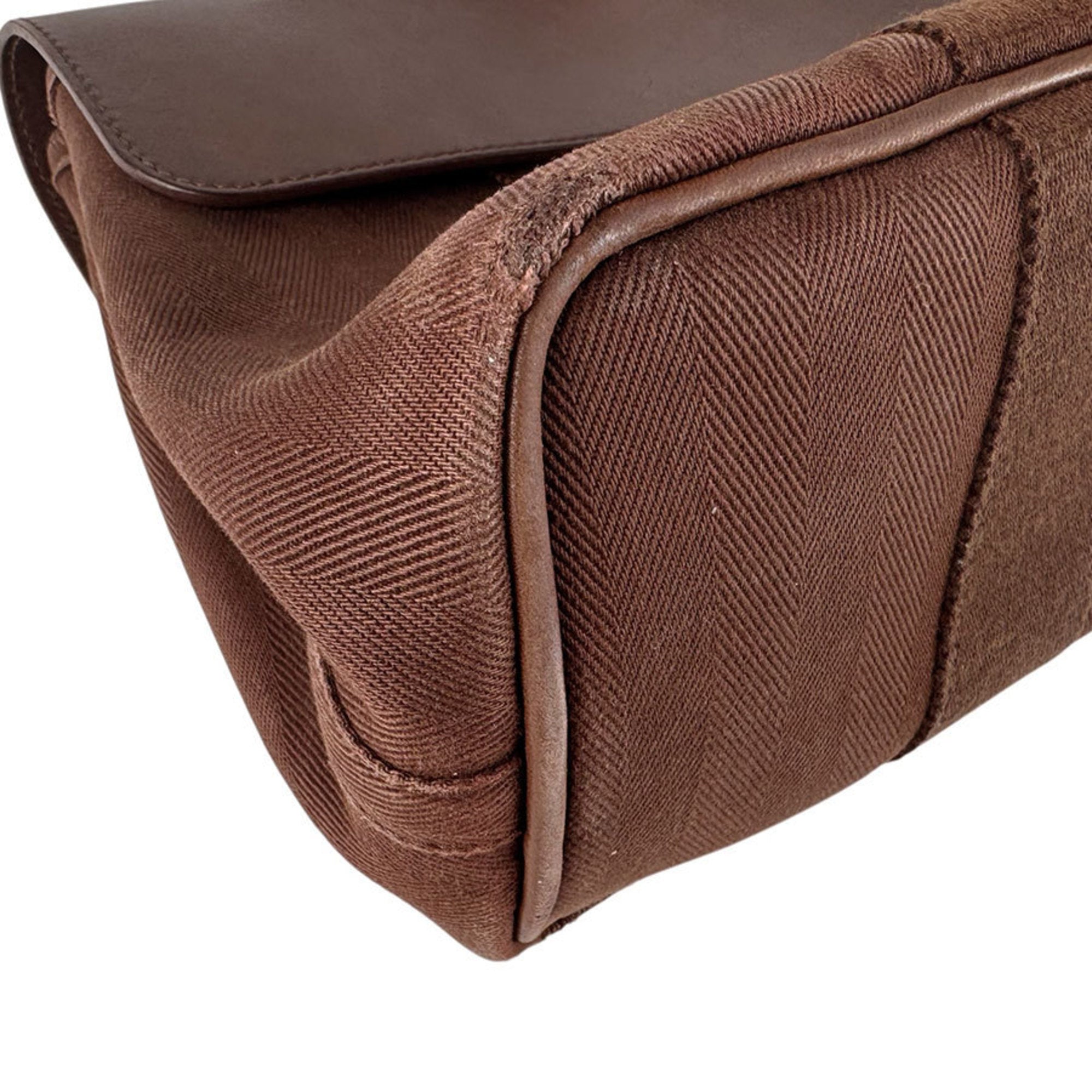 Hermes Brown Cotton Leather Handbag (Pre-Owned)
