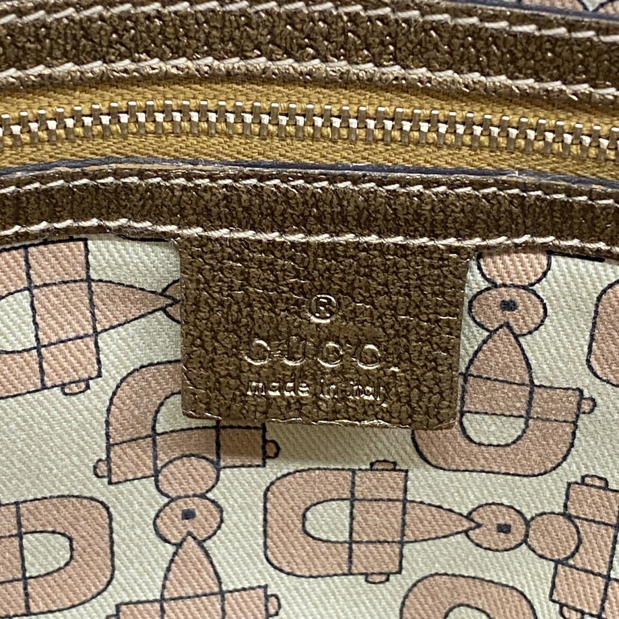 Gucci Beige Brown Canvas Handbag (Pre-Owned)