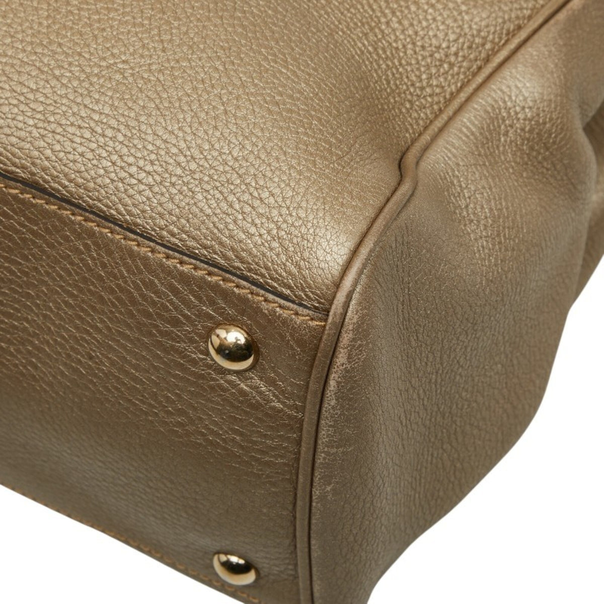 Gucci Brown Gold Leather Handbag Shoulder Bag (Pre-Owned)