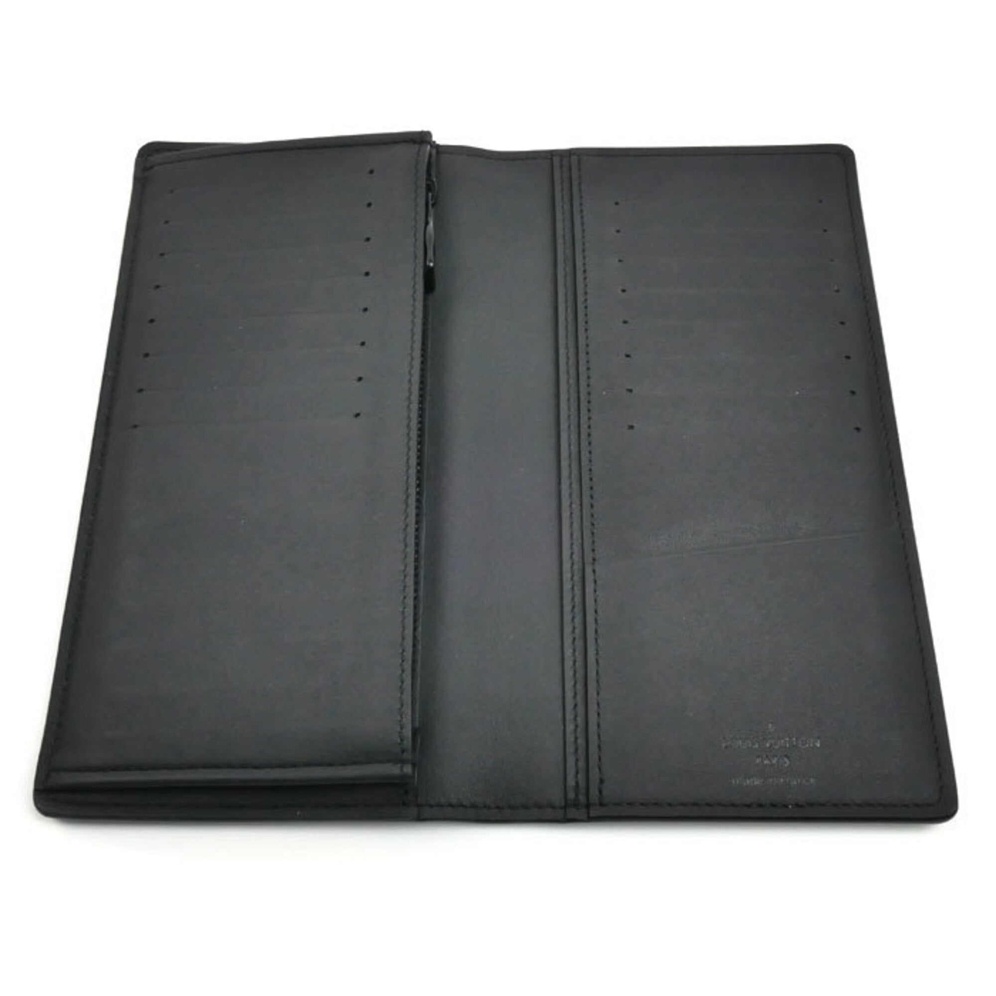 Louis Vuitton Noir Leather Long Wallet (Bi-Fold) (Pre-Owned)