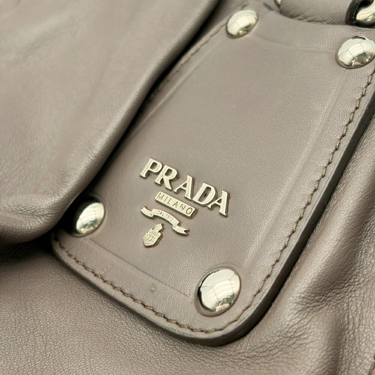 Prada Dark Gray Grayish Leather Tote Bag (Pre-Owned)
