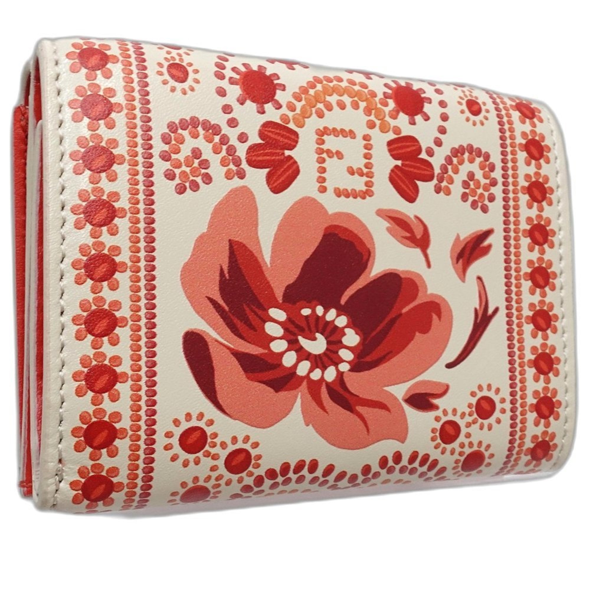 Fendi Ivory Red Color Leather Wallet (Tri-Fold) (Pre-Owned)