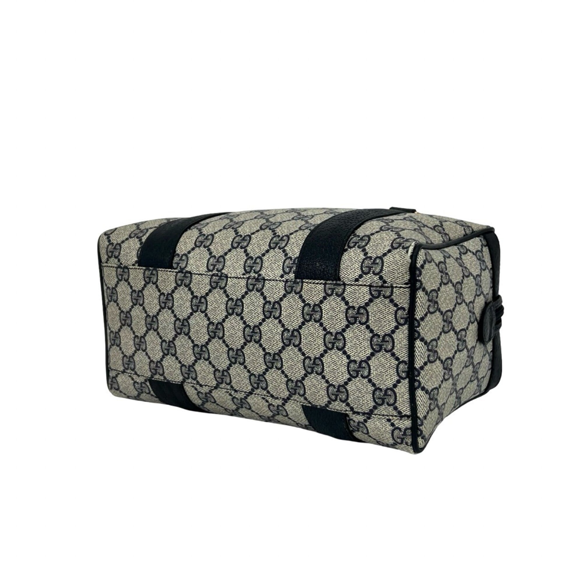 Gucci Navy Pvc Leather Boston Bag Handbag (Pre-Owned)