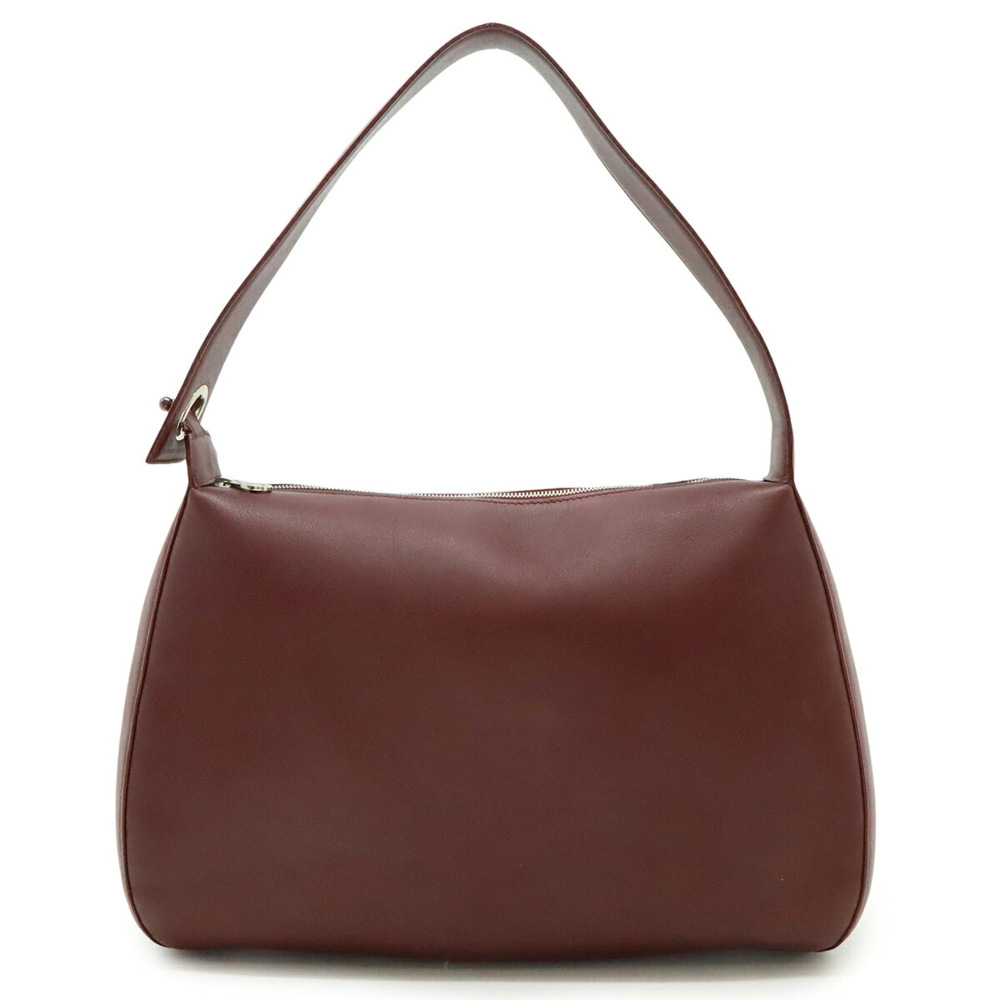 Cartier Bordeaux Red Color White Leather Shoulder Bag (Pre-Owned)