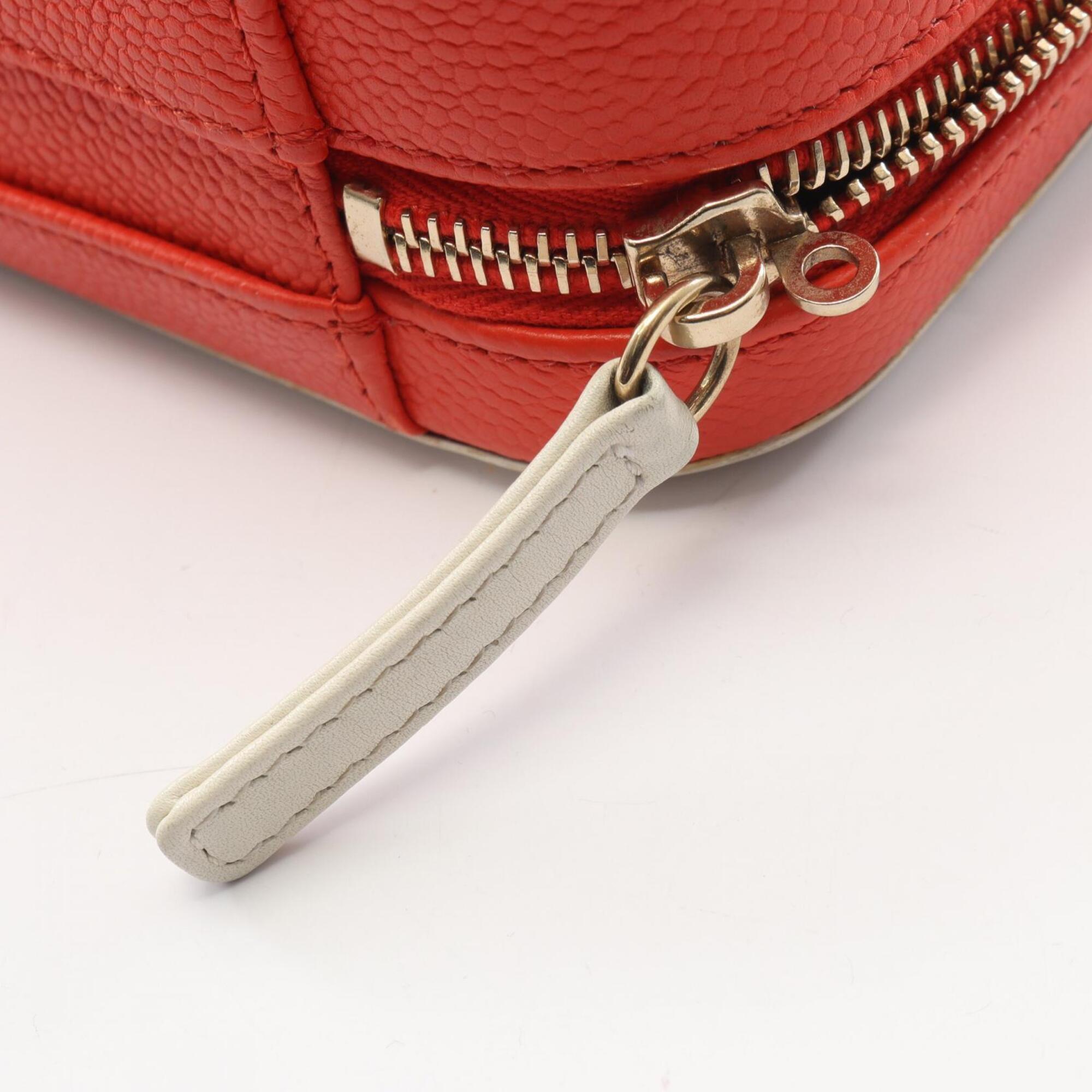 Chanel Blue Red Color White Grained Calfskin Handbag Shoulder Bag Vanity Bag (Pre-Owned)