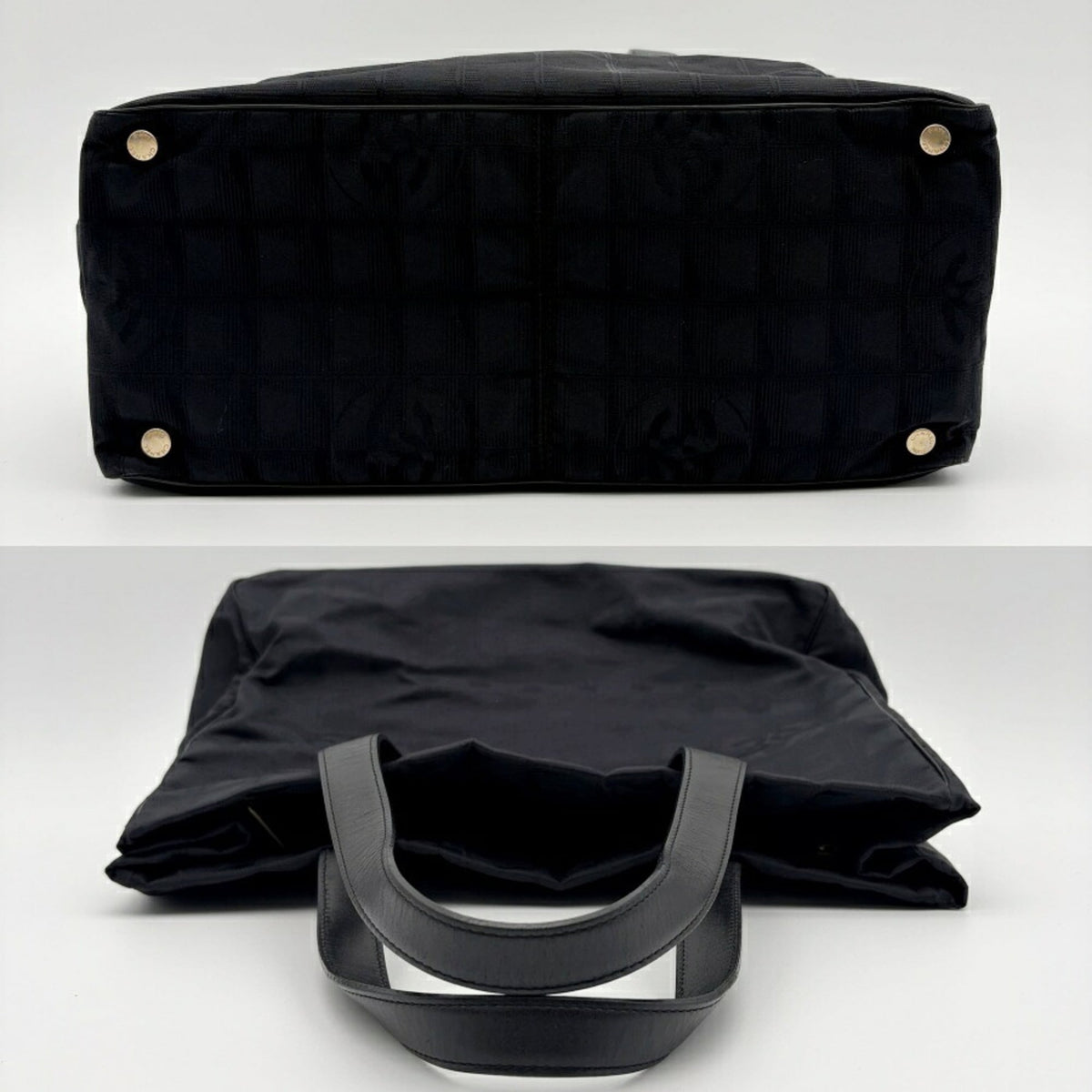 Chanel Black Nylon Jacquard Leather Tote Bag (Pre-Owned)
