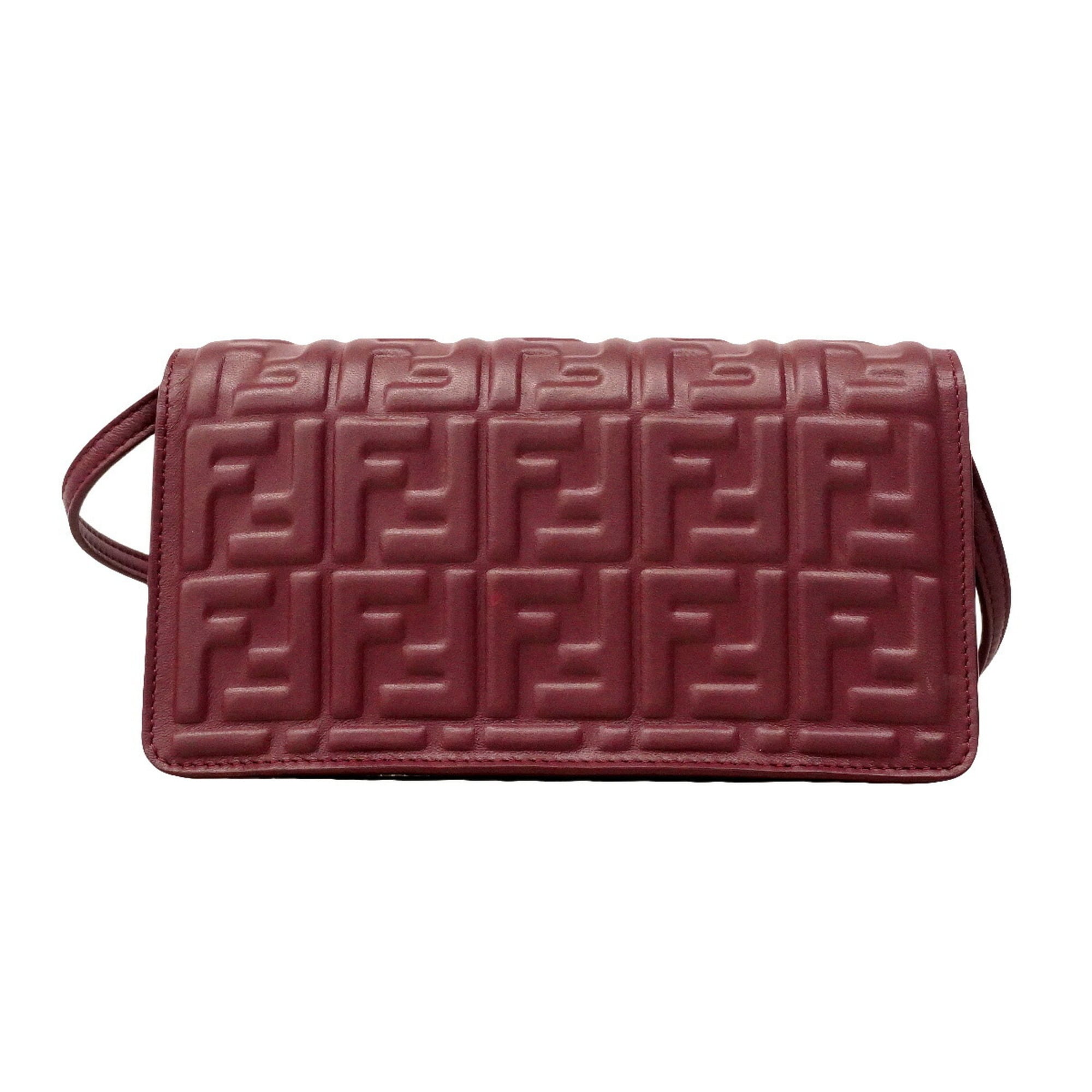 Fendi Bordeaux Leather Shoulder Bag (Pre-Owned)