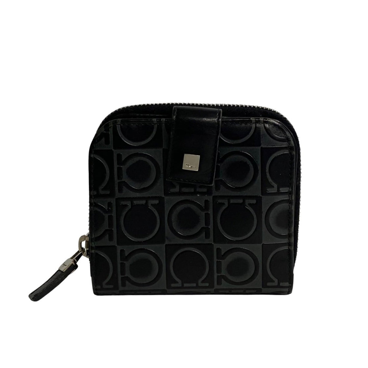 Salvatore Ferragamo Black Gray Leather Wallet (Bi-Fold) (Pre-Owned)