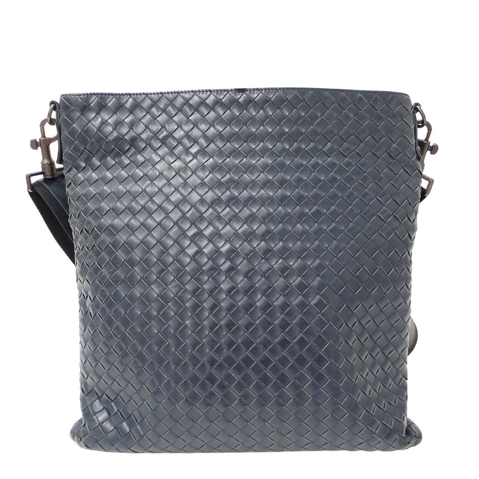 Bottega Veneta Navy Yellow Intrecciato Handbag Shoulder Bag (Pre-Owned)