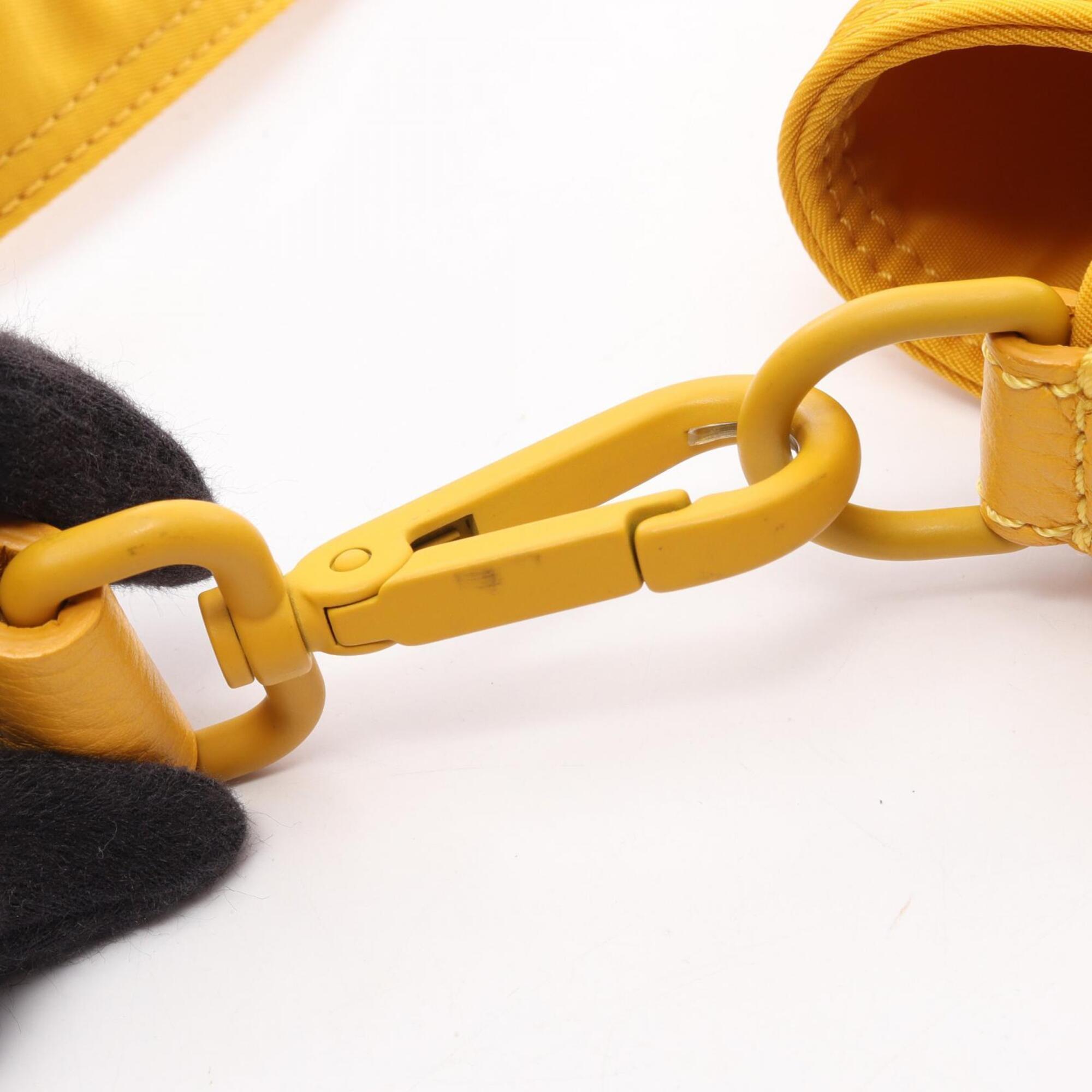 Fendi Yellow Nylon Leather Baguette Bag Messenger Bag Shoulder Bag (Pre-Owned)
