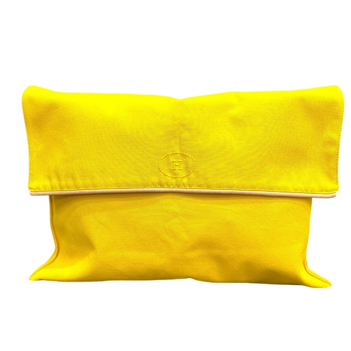 Hermes Yellow Cotton Canvas Clutch Bag Handbag Pouch (Pre-Owned)