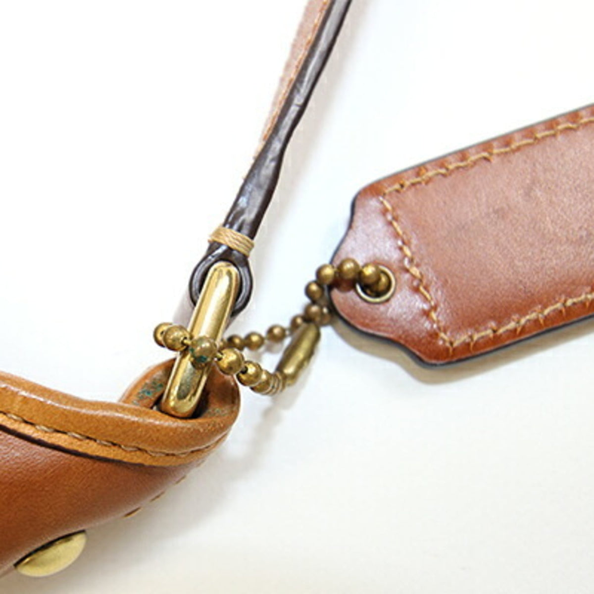 Coach Signature Beige Beige Brown Light Brown Canvas Leather Handbag Shoulder Bag (Pre-Owned)