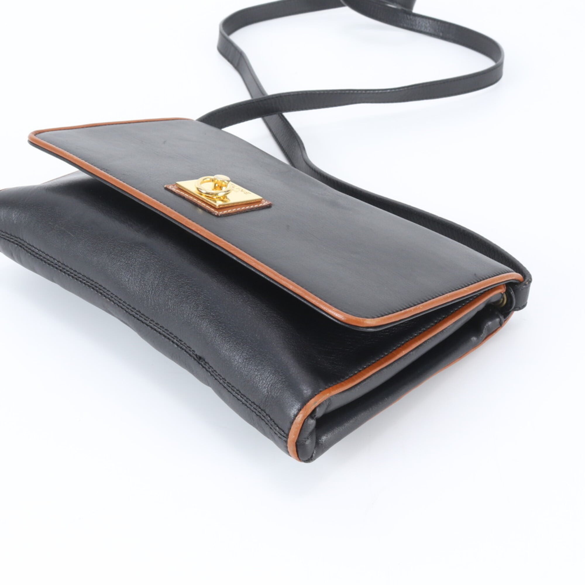 Celine Black Brown Leather Handbag Shoulder Bag Tote Bag (Pre-Owned)