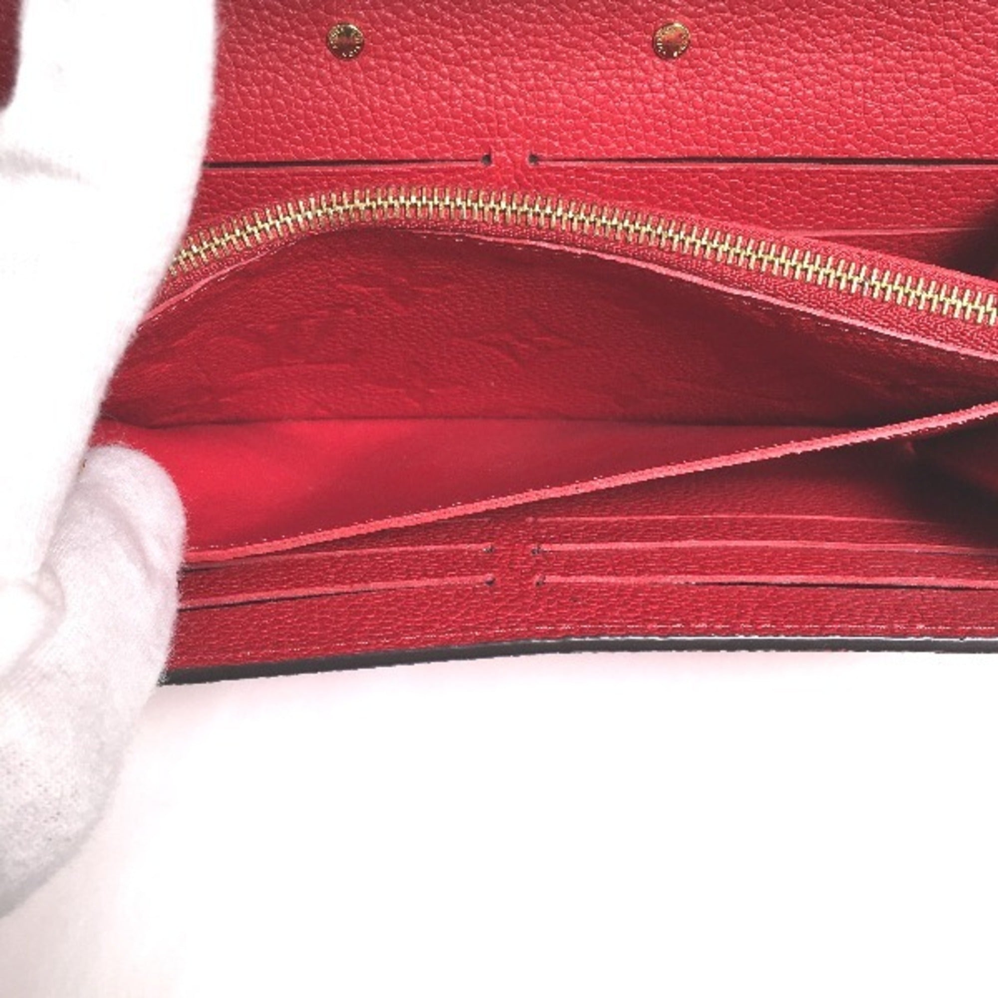 Louis Vuitton Red Color Monogram Long Wallet (Bi-Fold) (Pre-Owned)