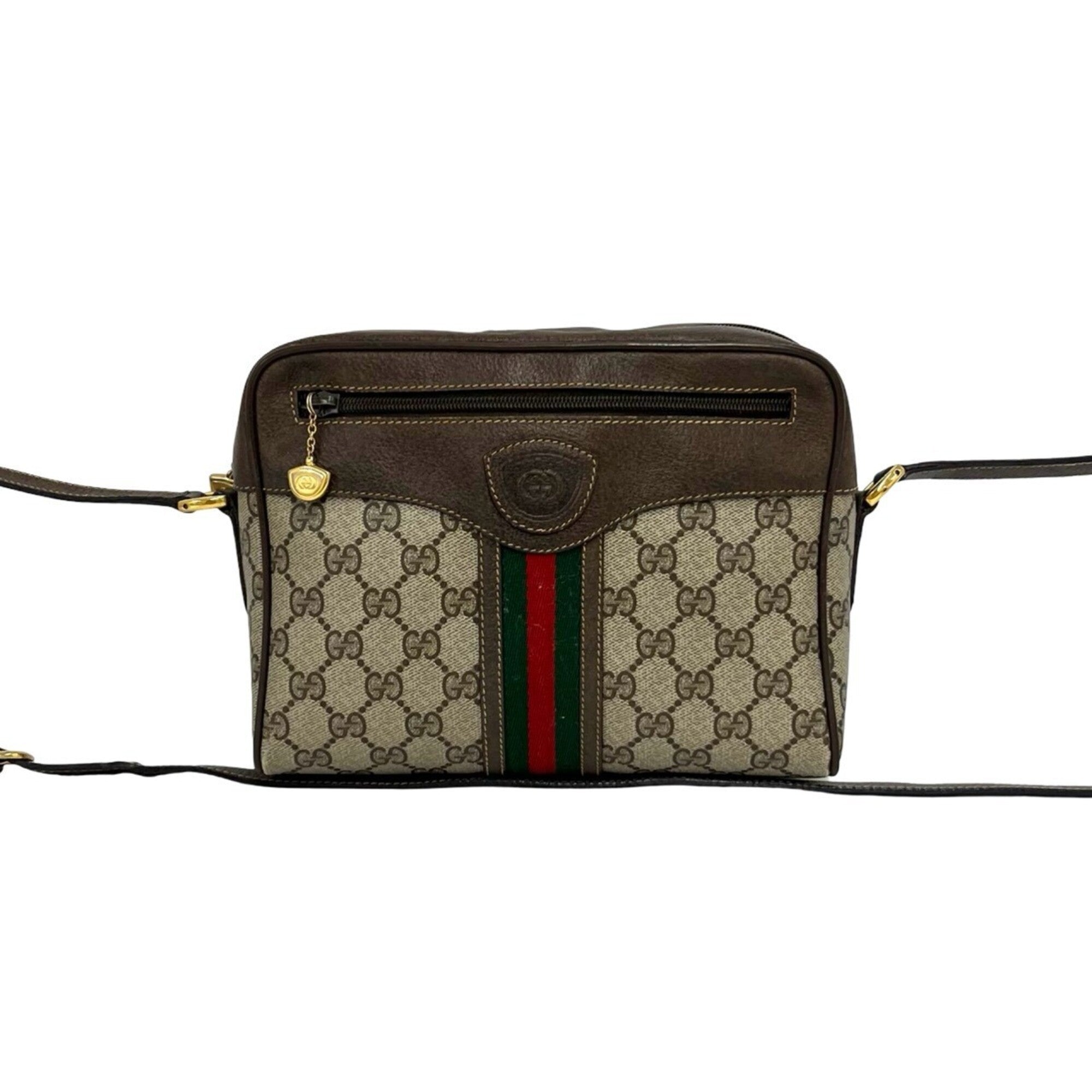 Gucci Brown Green Red Color Leather Pvc Pochette Shoulder Bag (Pre-Owned)