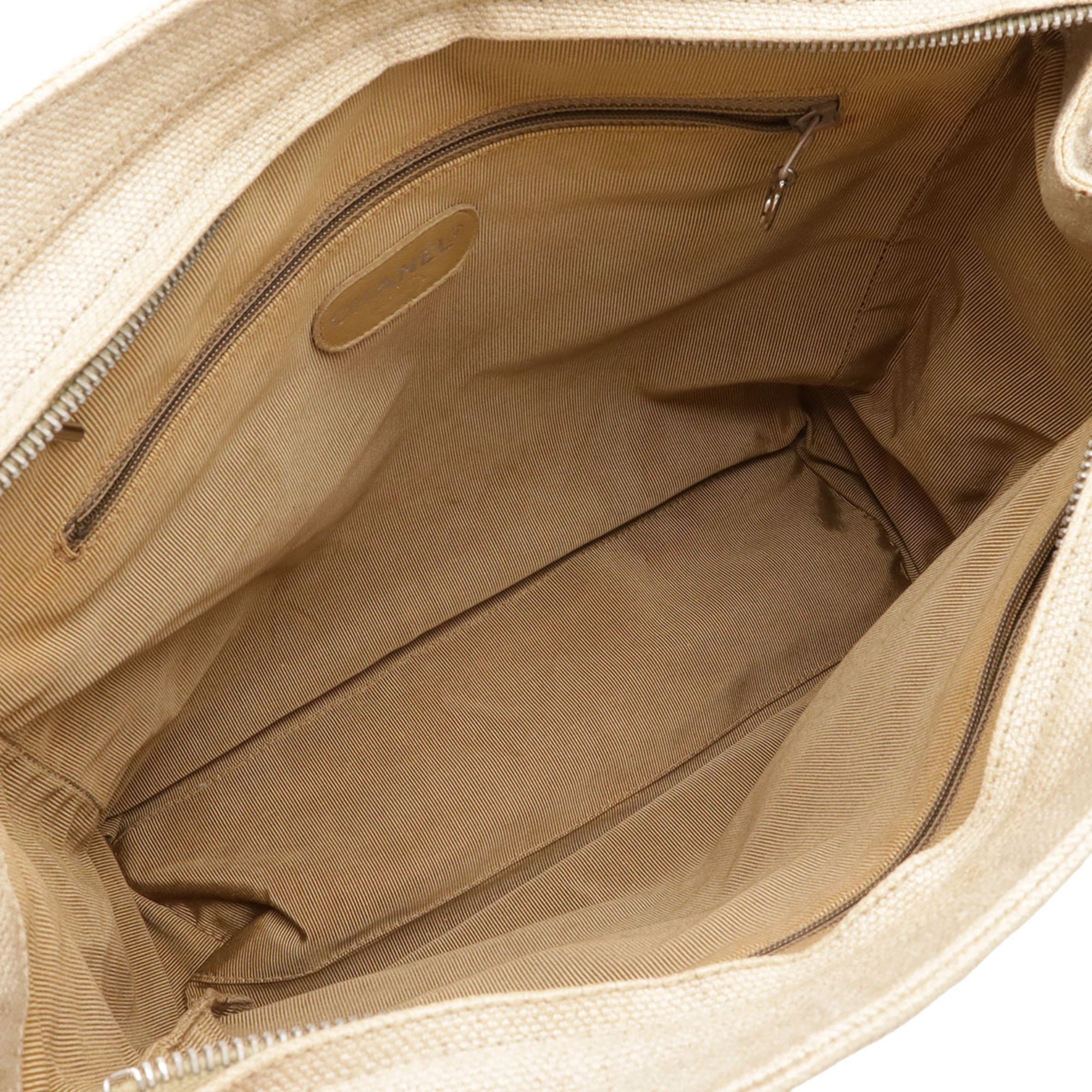 Chanel Beige Linen Shoulder Bag (Pre-Owned)