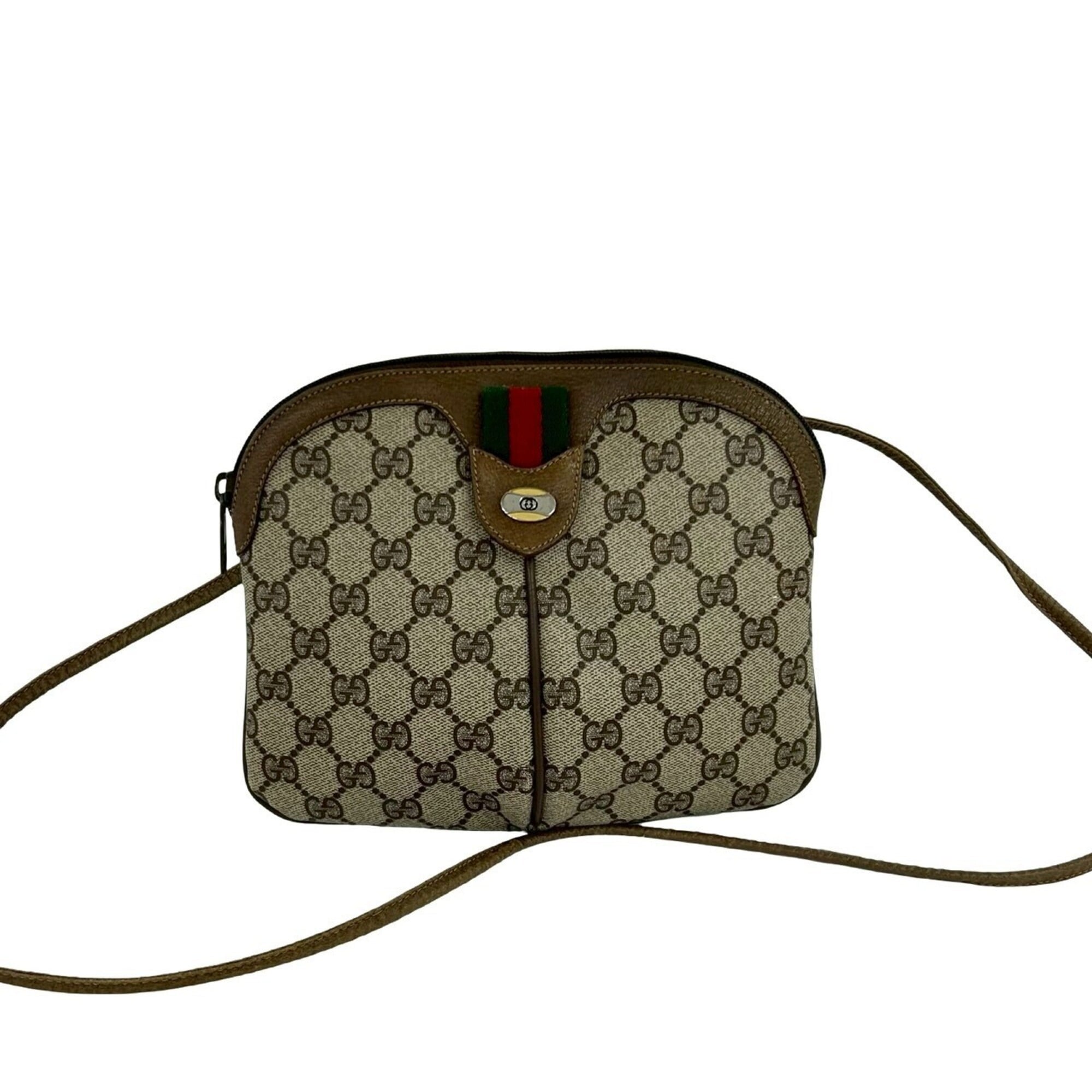Gucci Brown Green Red Color Leather Pvc Pochette Shoulder Bag (Pre-Owned)