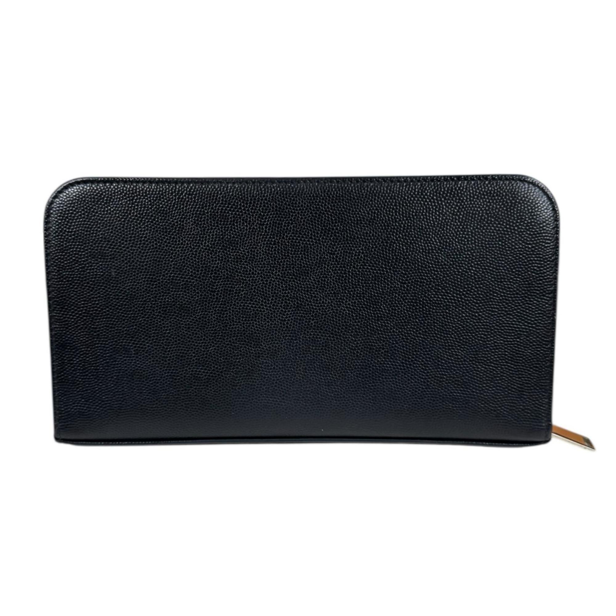 Saint Laurent Black Leather Long Wallet (Bi-Fold) (Pre-Owned)