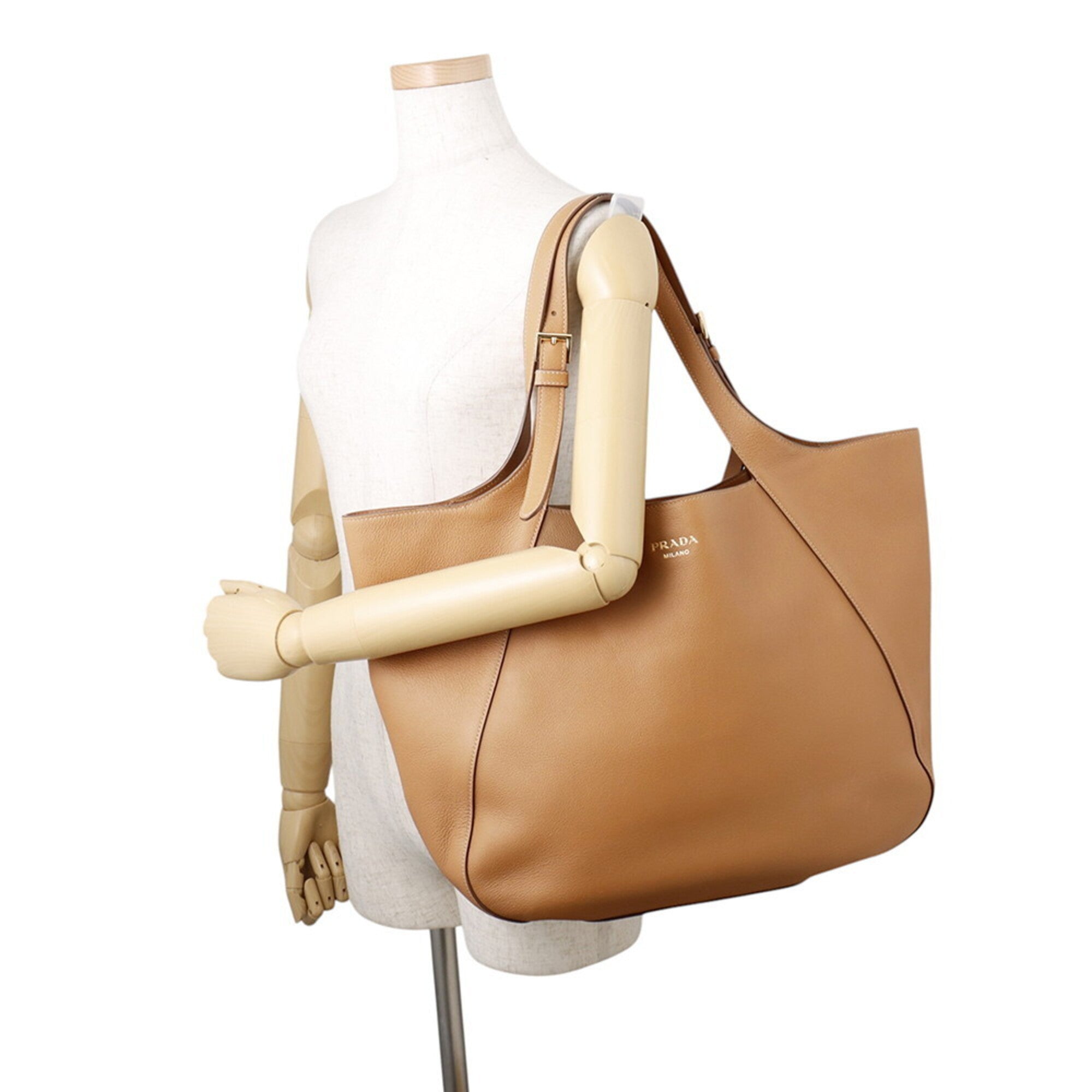 Prada Brown Leather Handbag Tote Bag (Pre-Owned)