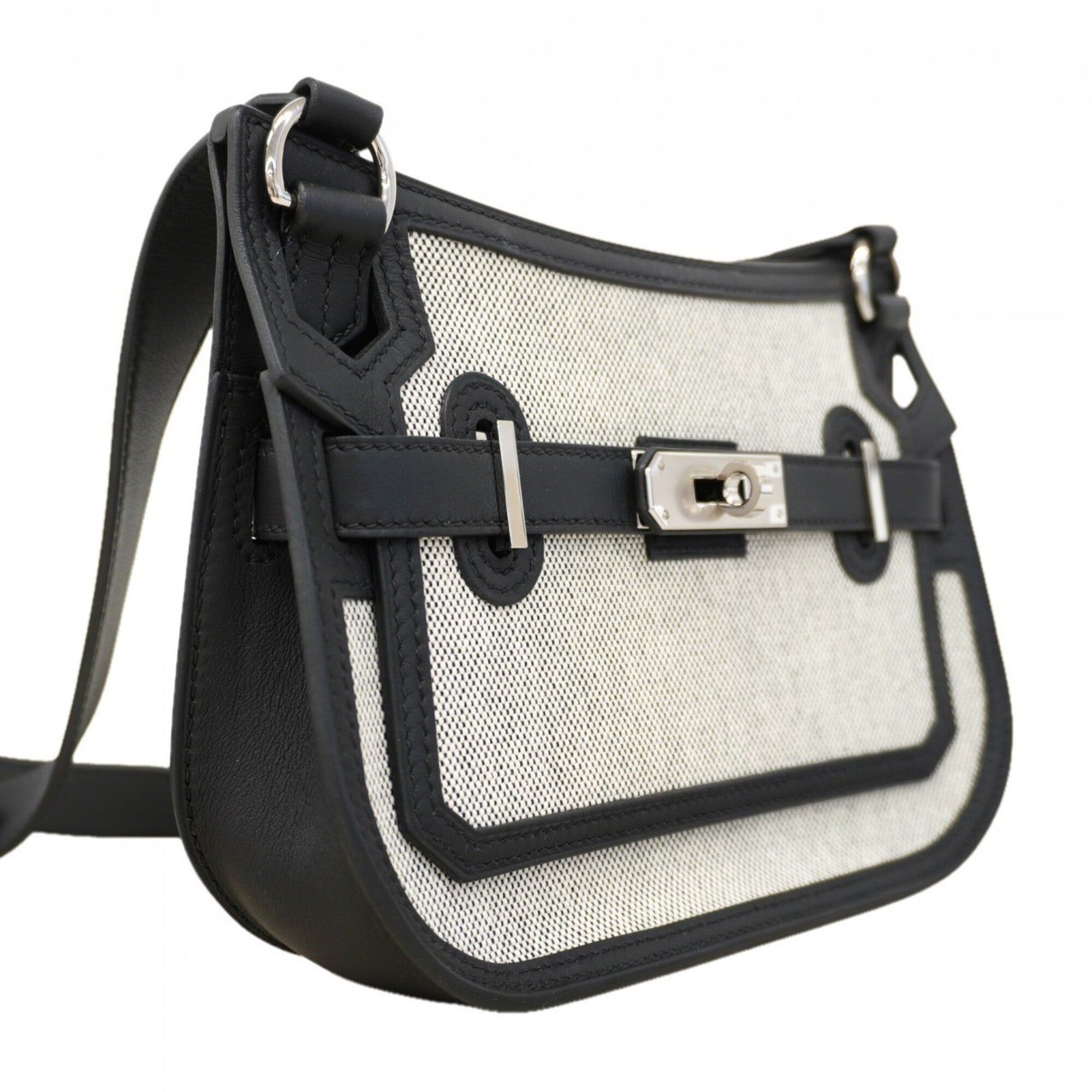 Hermes Black Toile H Swift Leather Shoulder Bag (Pre-Owned)