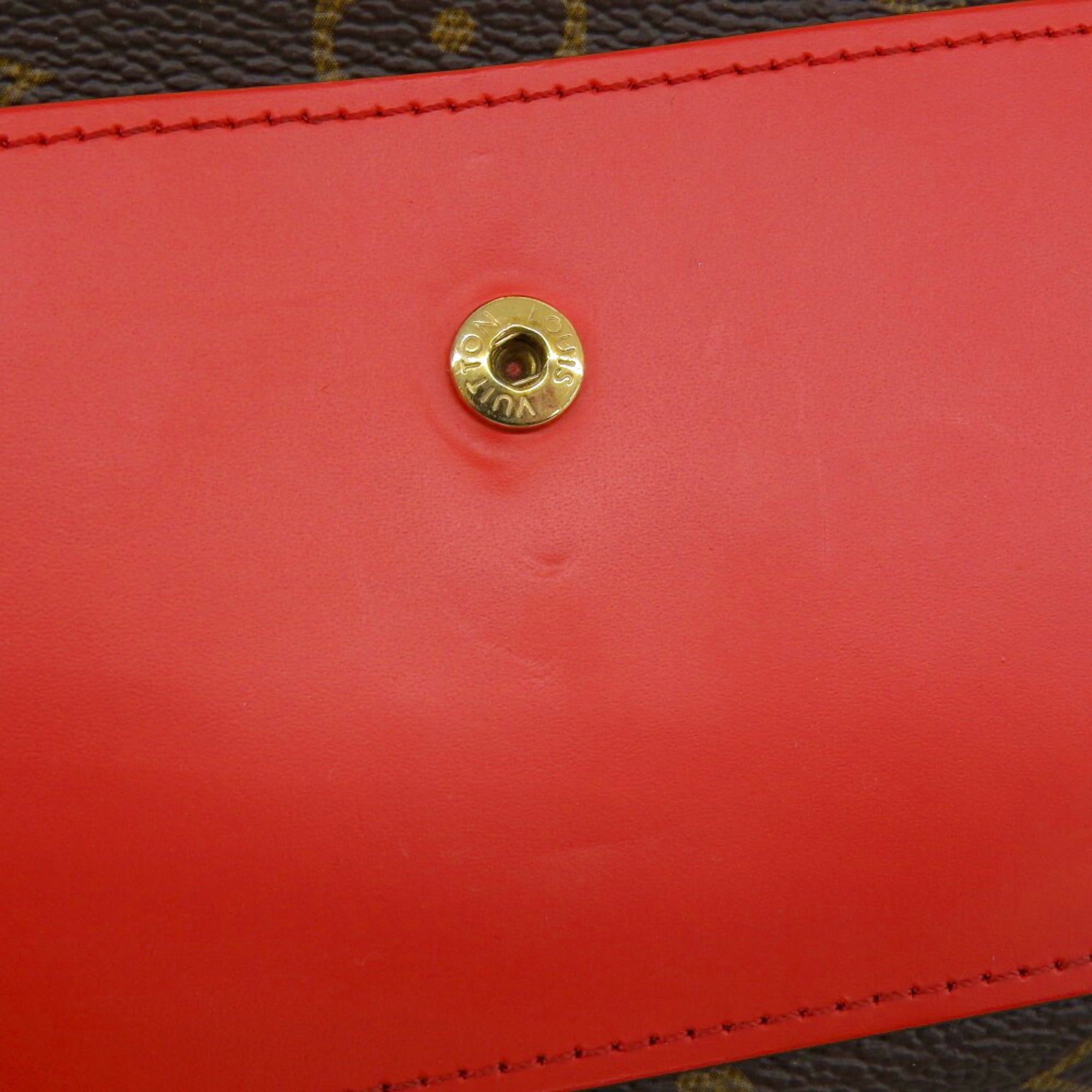 Louis Vuitton Brown Coquelicots Red Color Pvc Leather Long Wallet (Tri-Fold) (Pre-Owned)