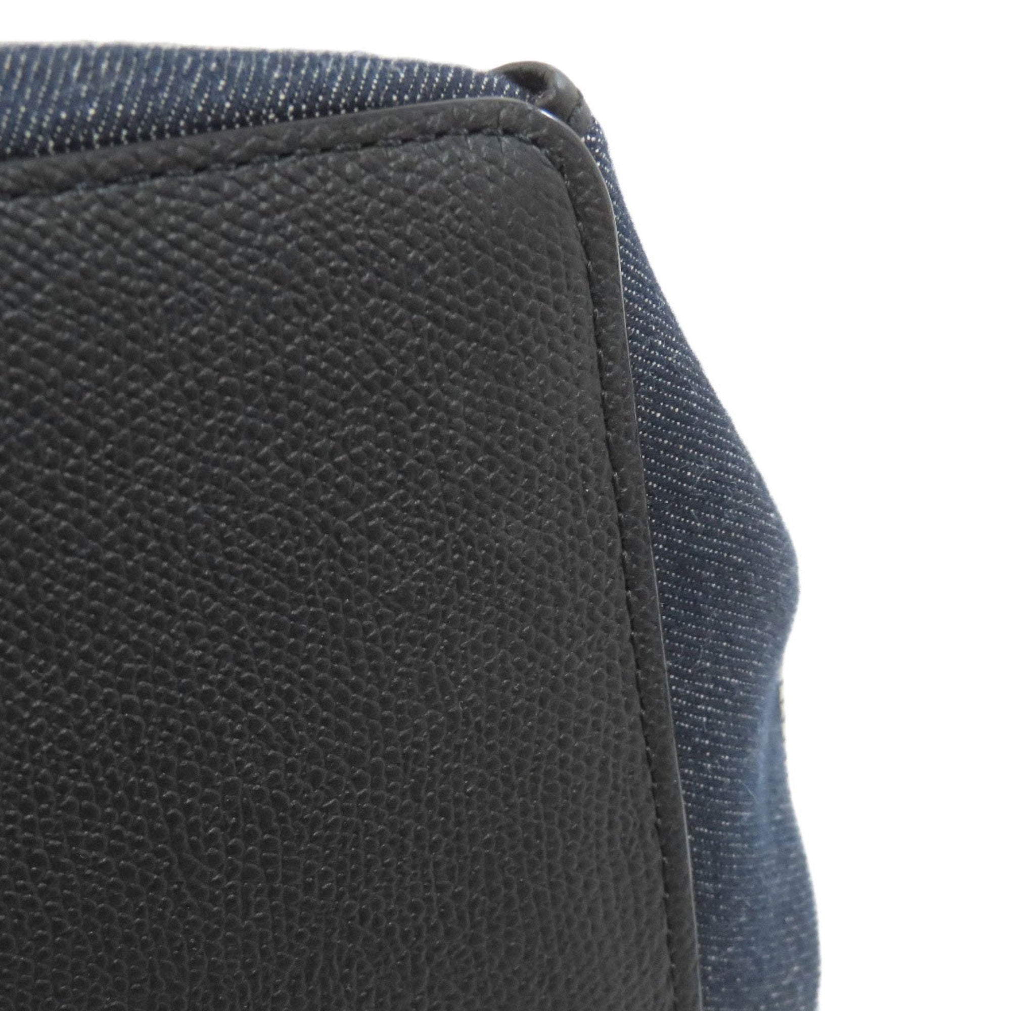 Valextra Black Navy White Canvas Tote Bag (Pre-Owned)