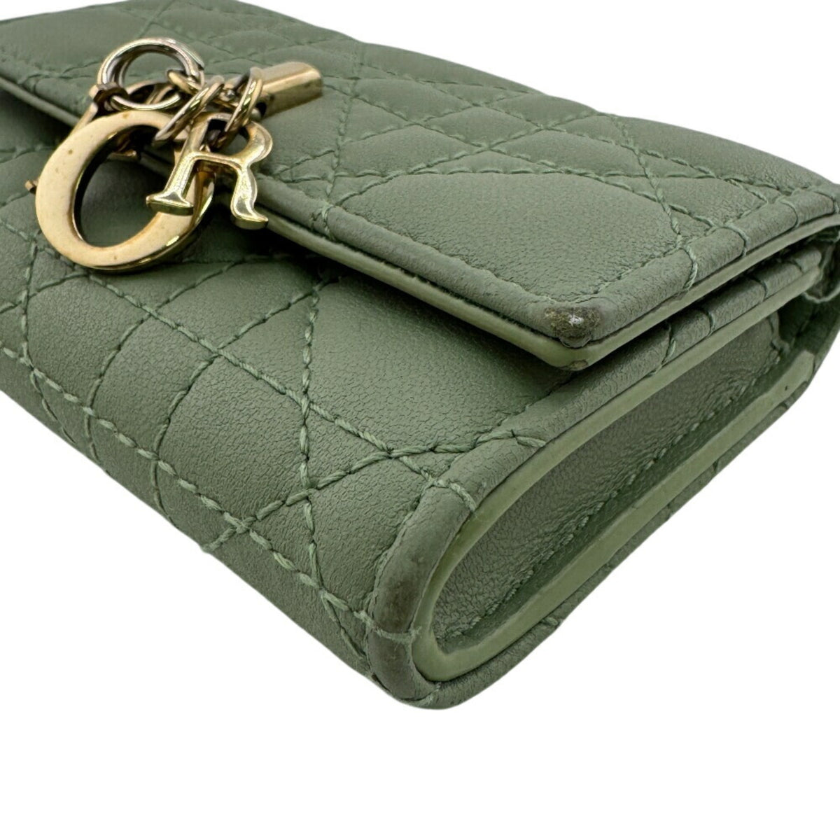 Christian Dior Green Leather Wallet (Bi-Fold) (Pre-Owned)