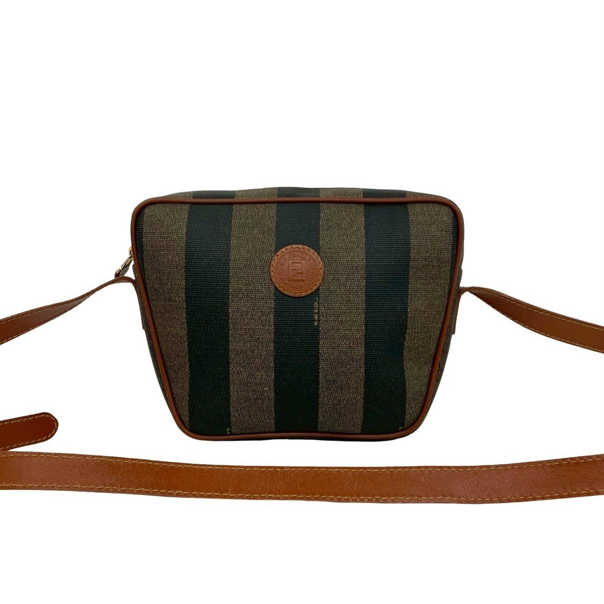 Fendi Black Brown Khaki Pvc Leather Pochette Shoulder Bag (Pre-Owned)
