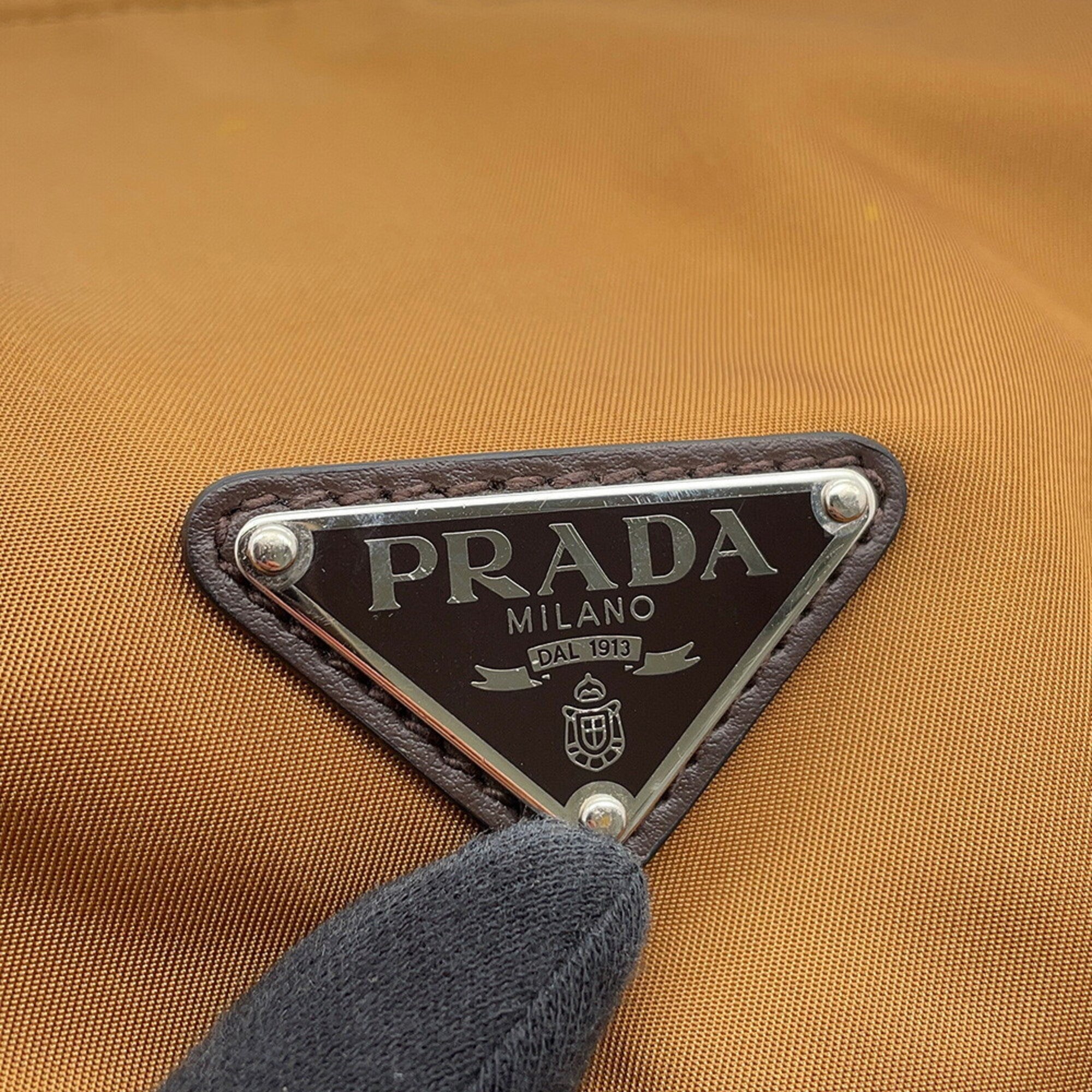 Prada Brown Nylon Leather Backpack (Pre-Owned)