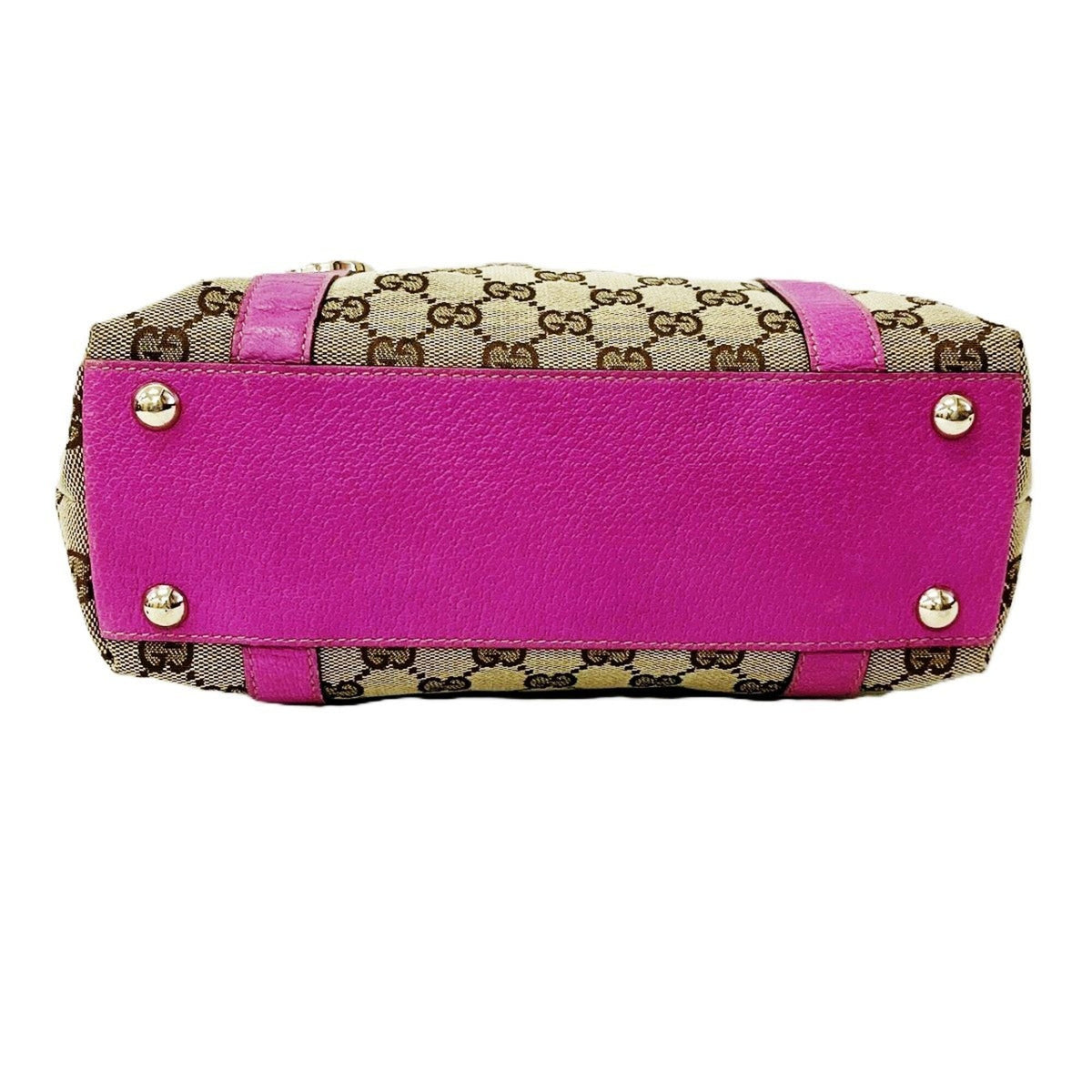 Gucci Gg Canvas Beige Pink Gg Canvas Leather Handbag (Pre-Owned)
