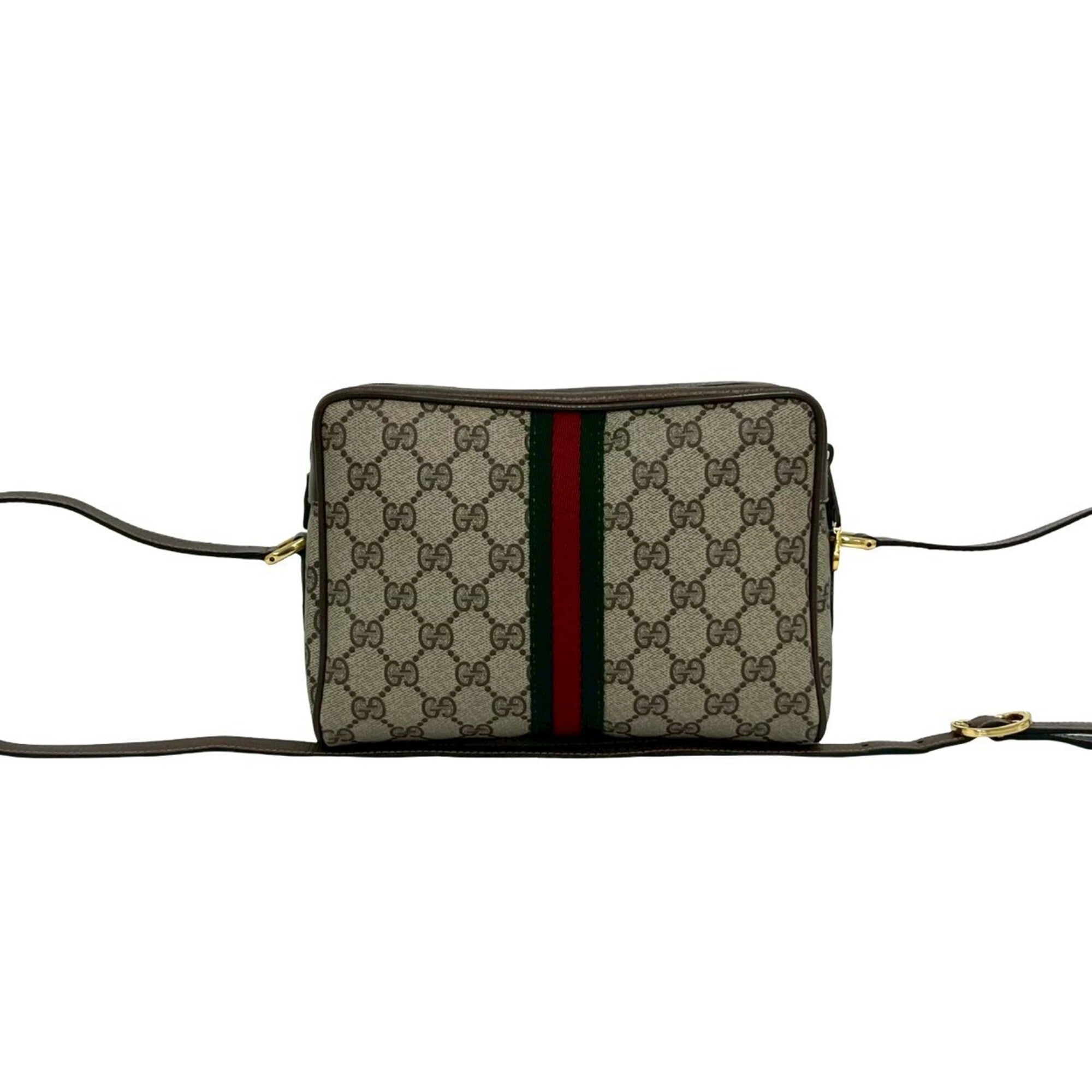 Gucci Brown Green Red Color Pvc Leather Shoulder Bag (Pre-Owned)