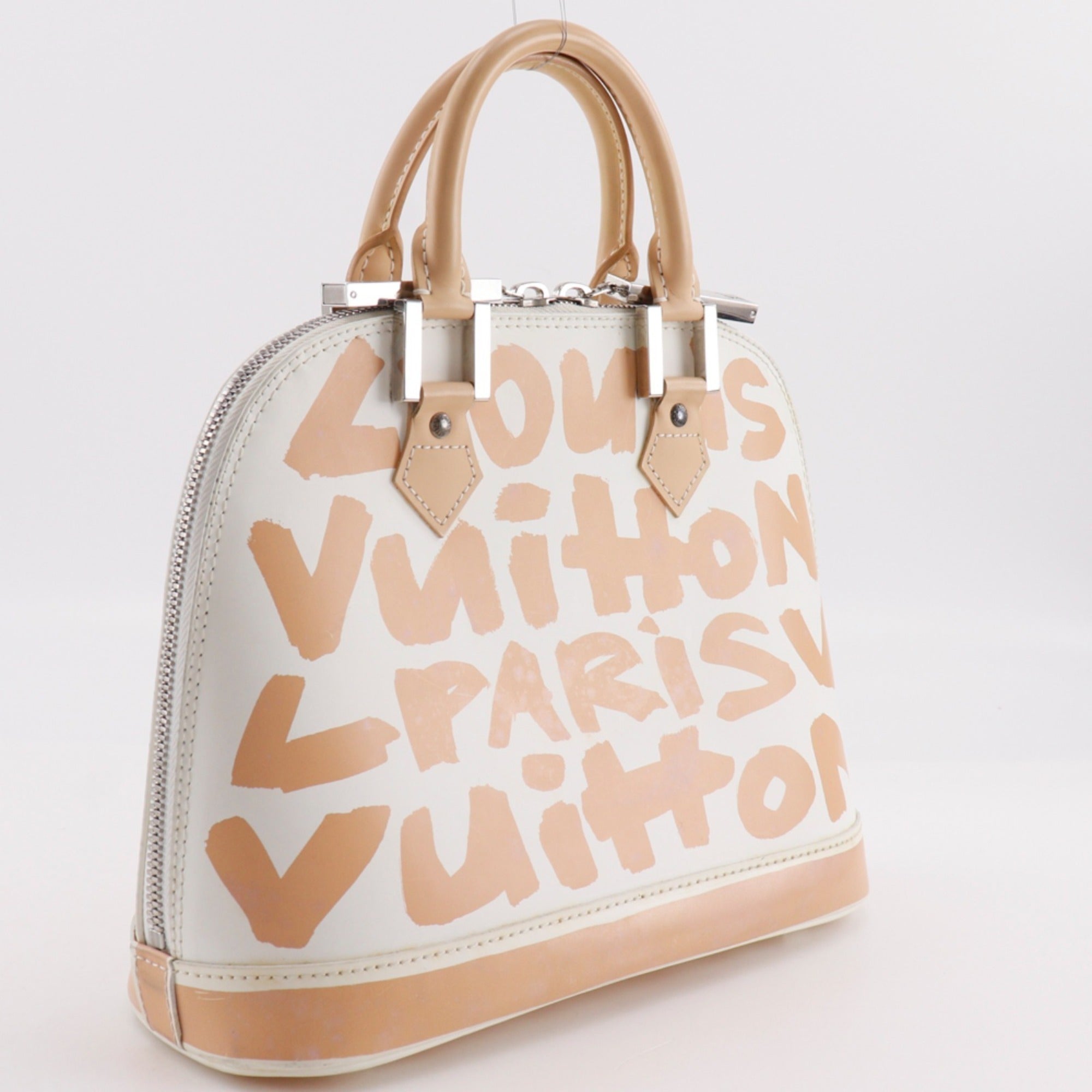 Louis Vuitton Beige White Leather Handbag (Pre-Owned)