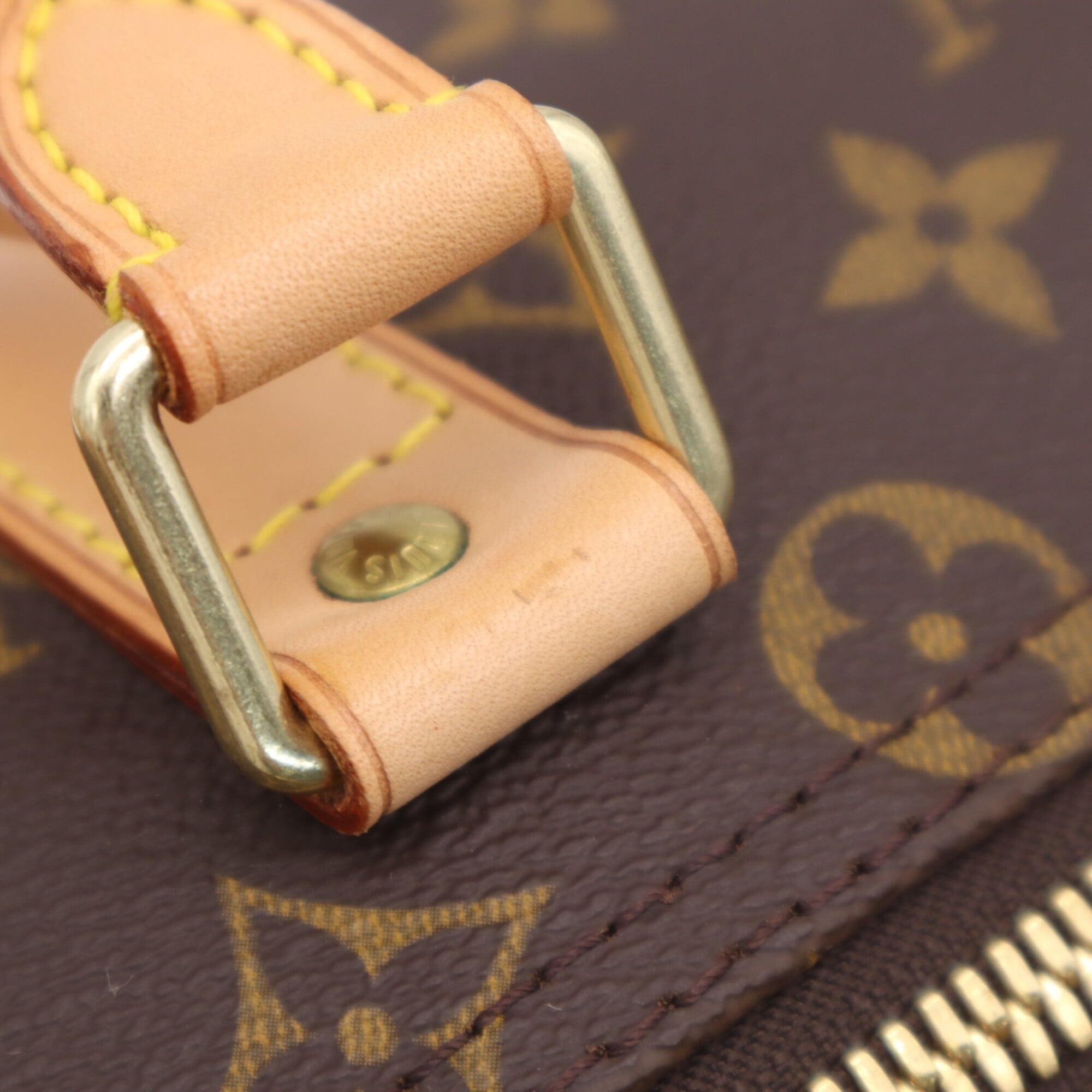 Louis Vuitton Beige Brown Coated Canvas Boston Bag (Pre-Owned)