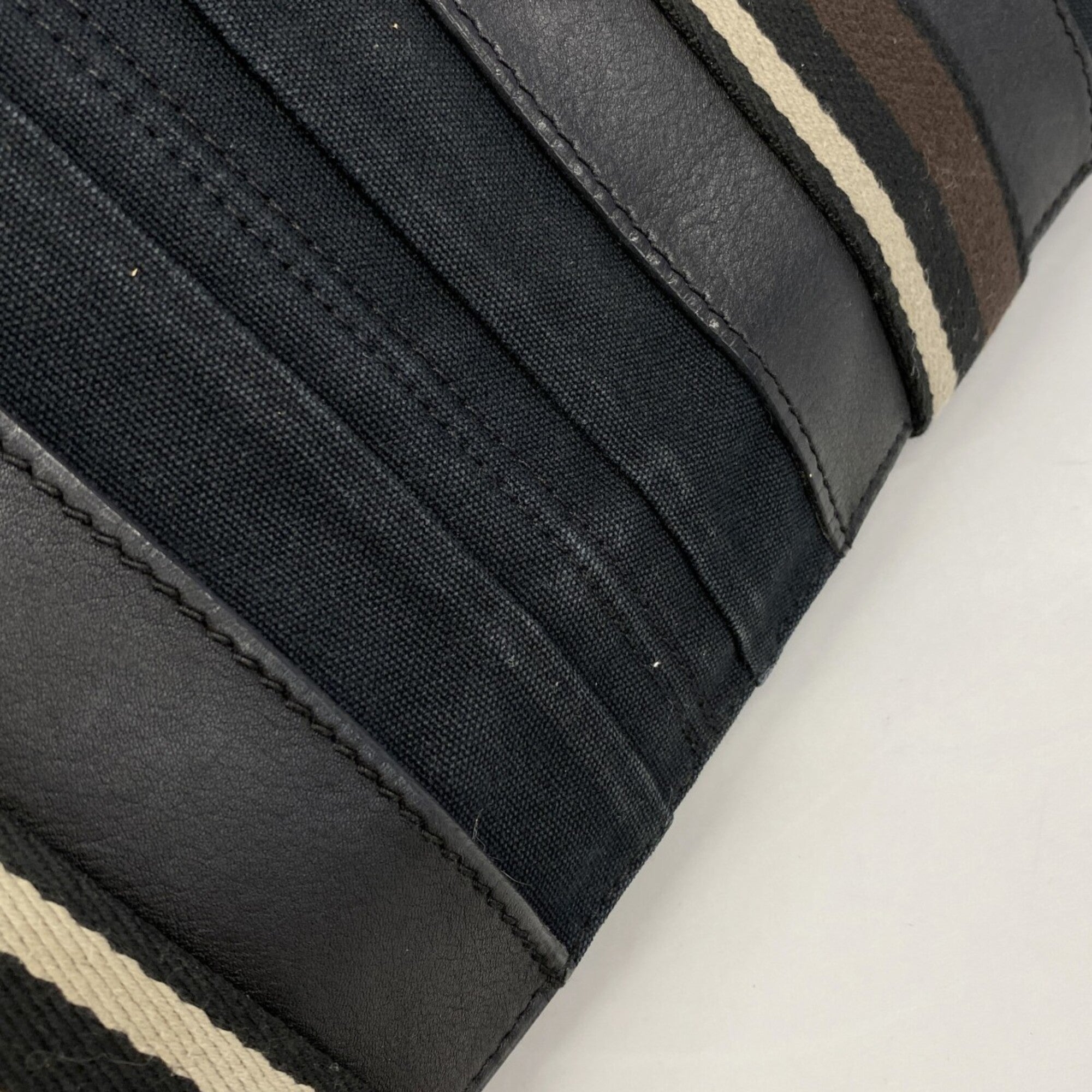 Hermes Black Brown Canvas Tote Bag (Pre-Owned)