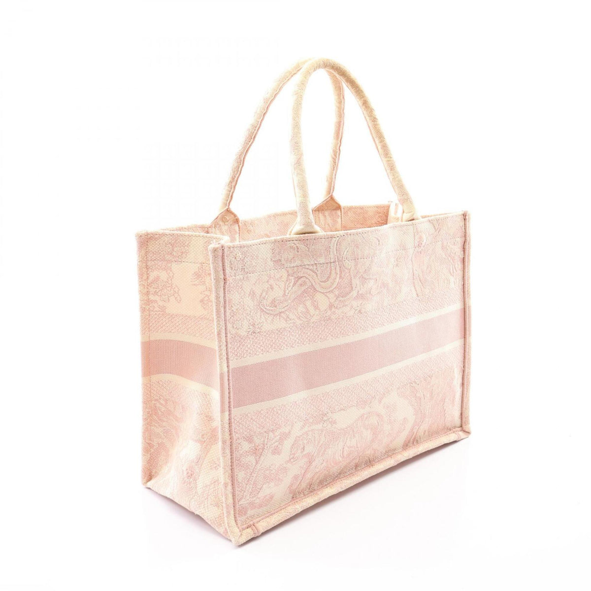 Christian Dior Ivory Pink Canvas Handbag Tote Bag (Pre-Owned)