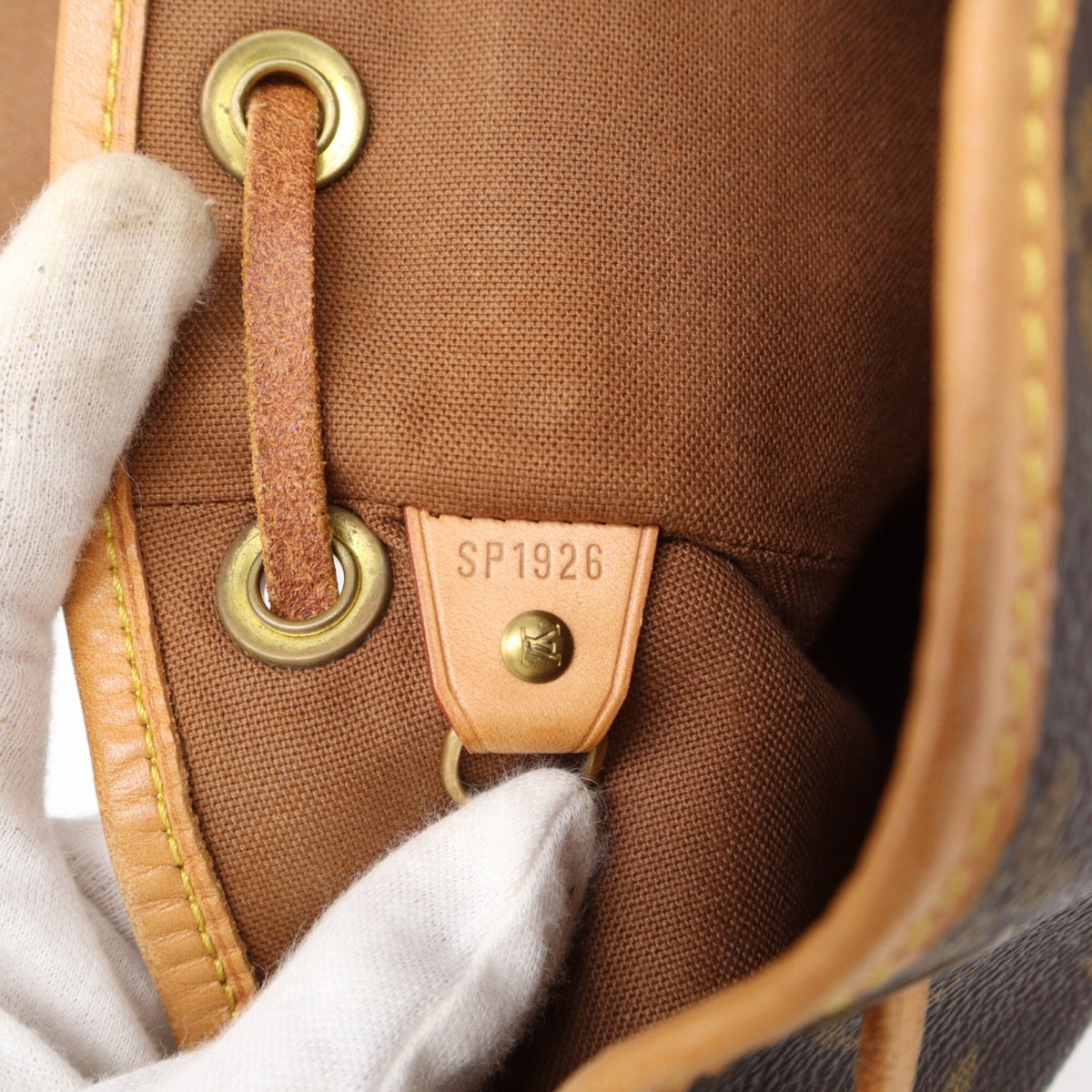 Louis Vuitton Beige Brown Coated Canvas Leather Backpack (Pre-Owned)