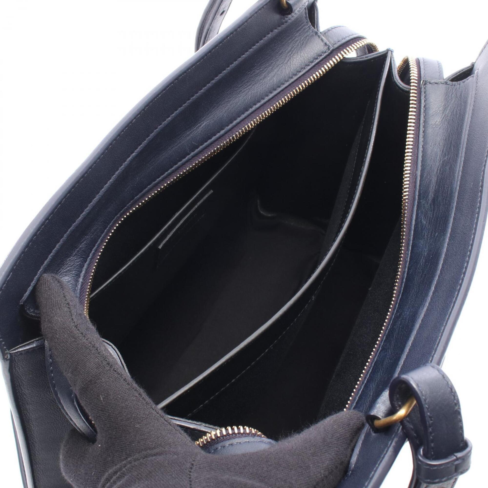 Yves Saint Laurent Navy Leather Handbag (Pre-Owned)