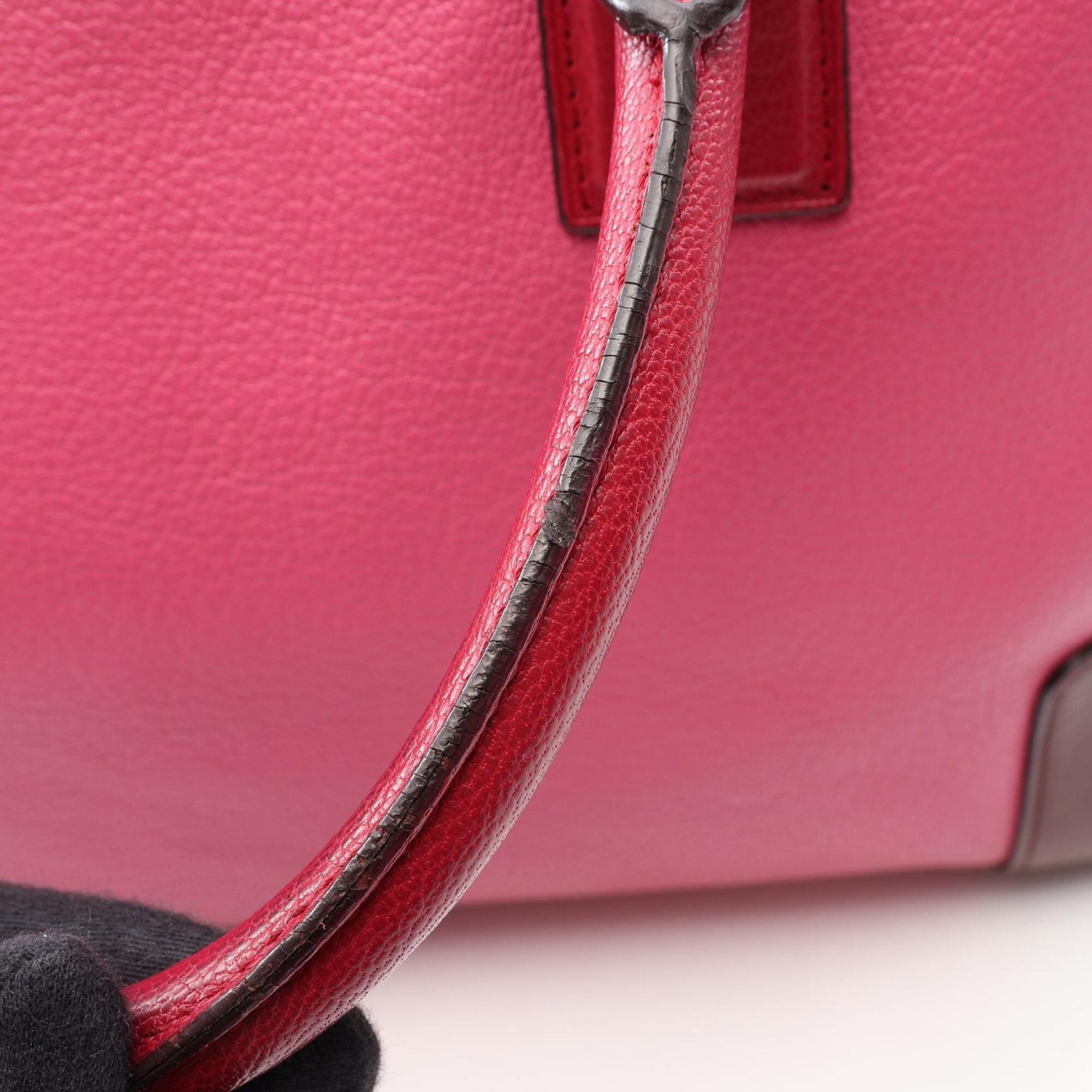 Loewe Brown Pink Red Color Leather Handbag (Pre-Owned)