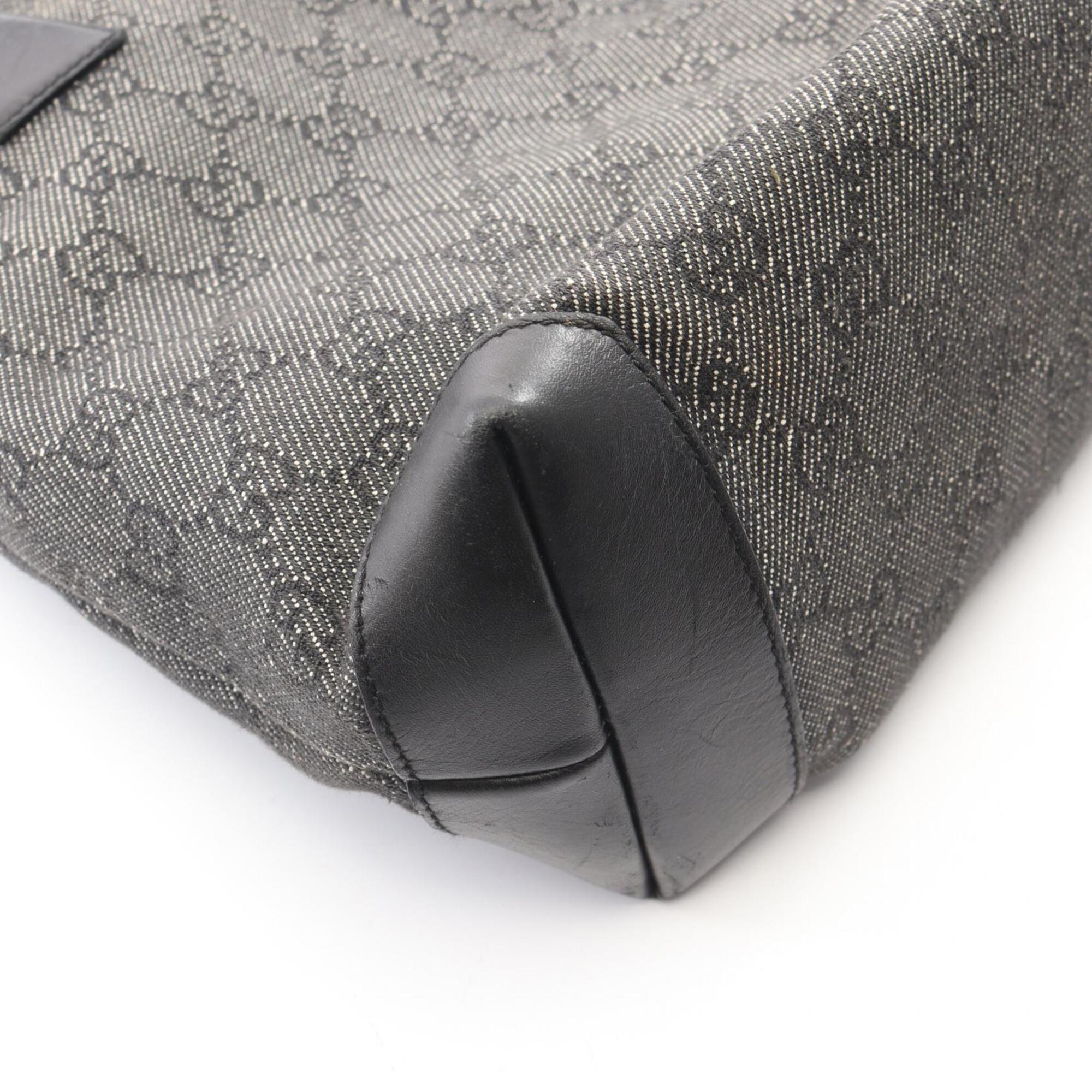 Gucci Black Gray Gg Canvas Leather Handbag Shoulder Bag (Pre-Owned)