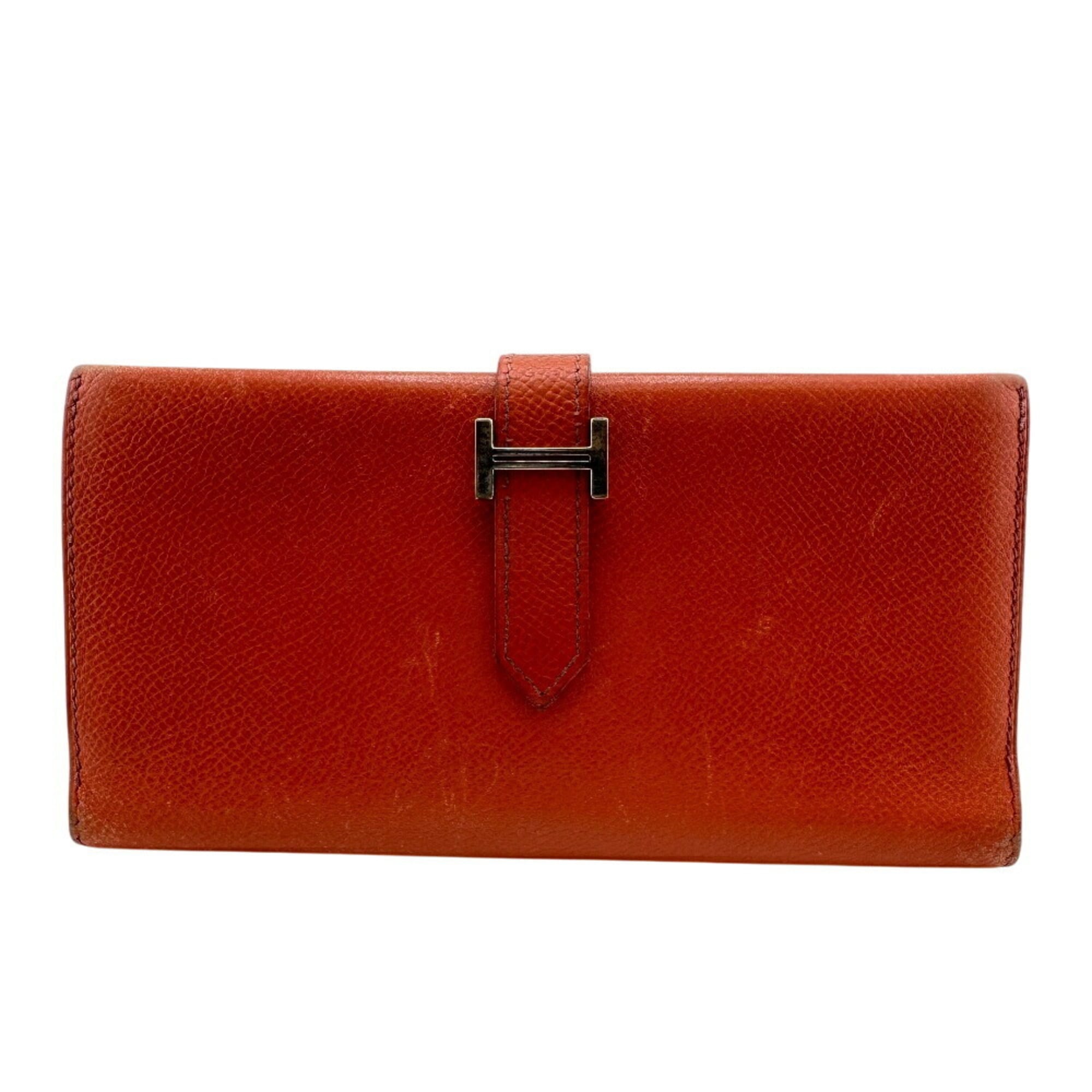 Hermes Orange Epsom Leather Long Wallet (Bi-Fold) (Pre-Owned)