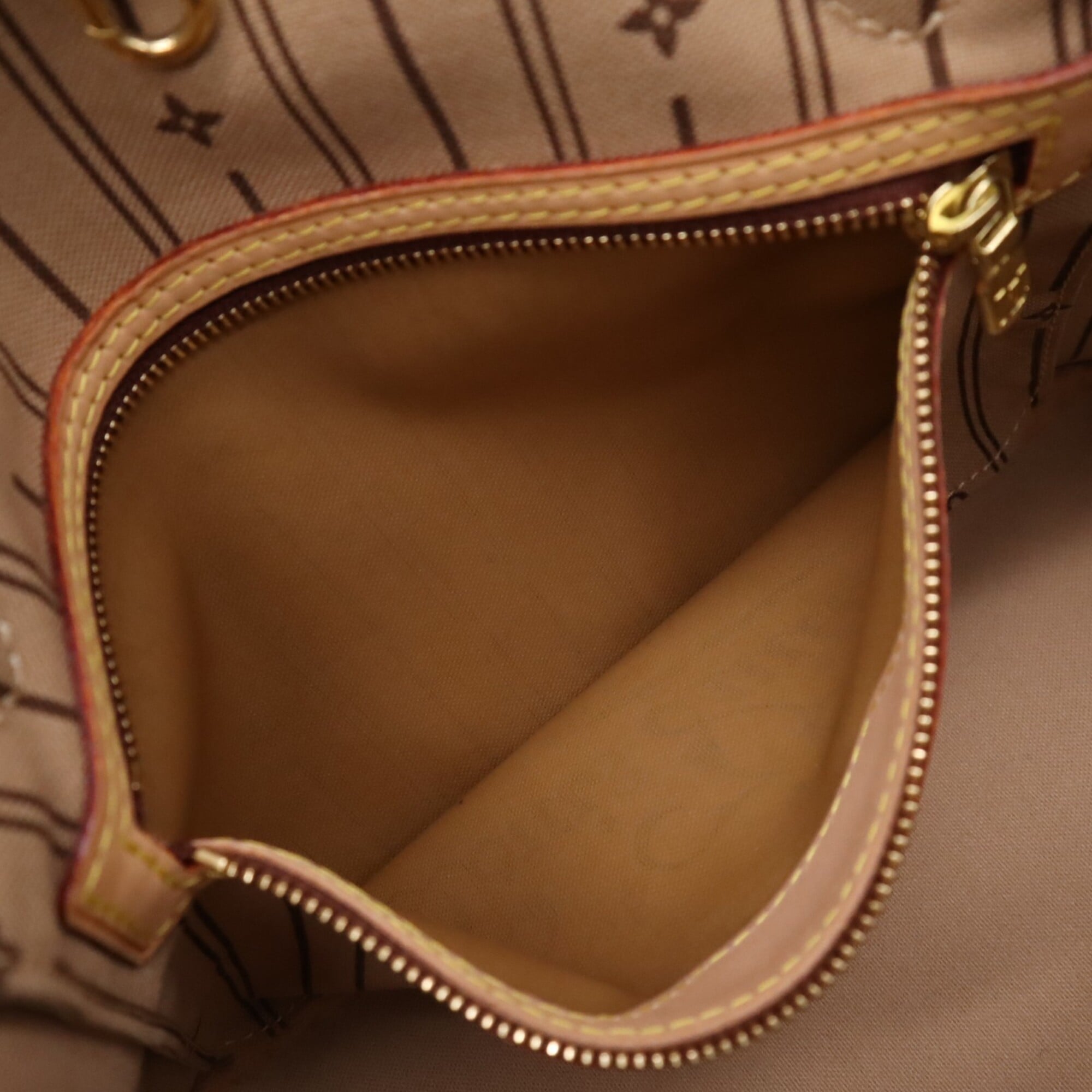 Louis Vuitton Monogram Beige Brown Coated Canvas Leather Handbag (Pre-Owned)