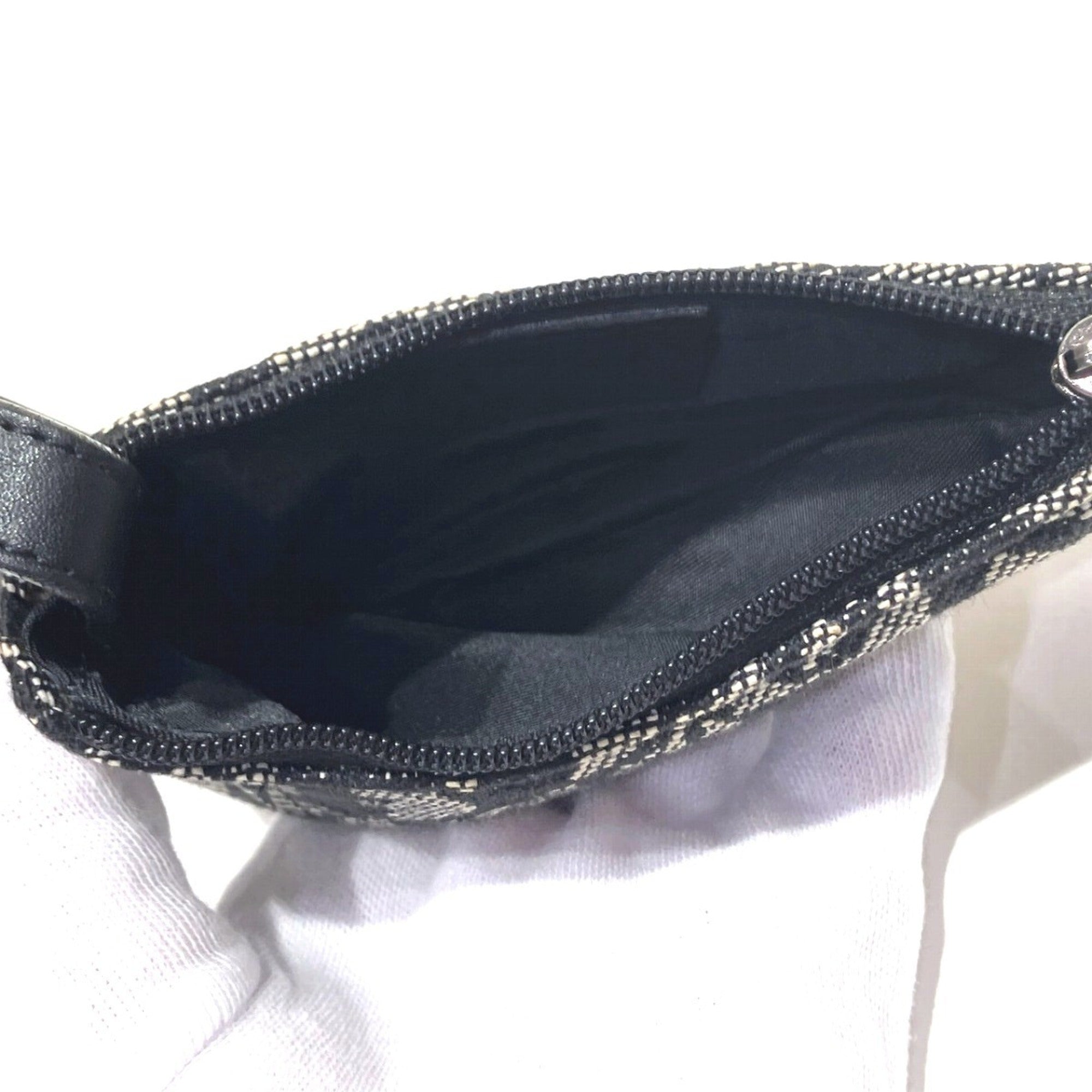 Christian Dior Black White Canvas Leather Coin Purse/Coin Case (Pre-Owned)